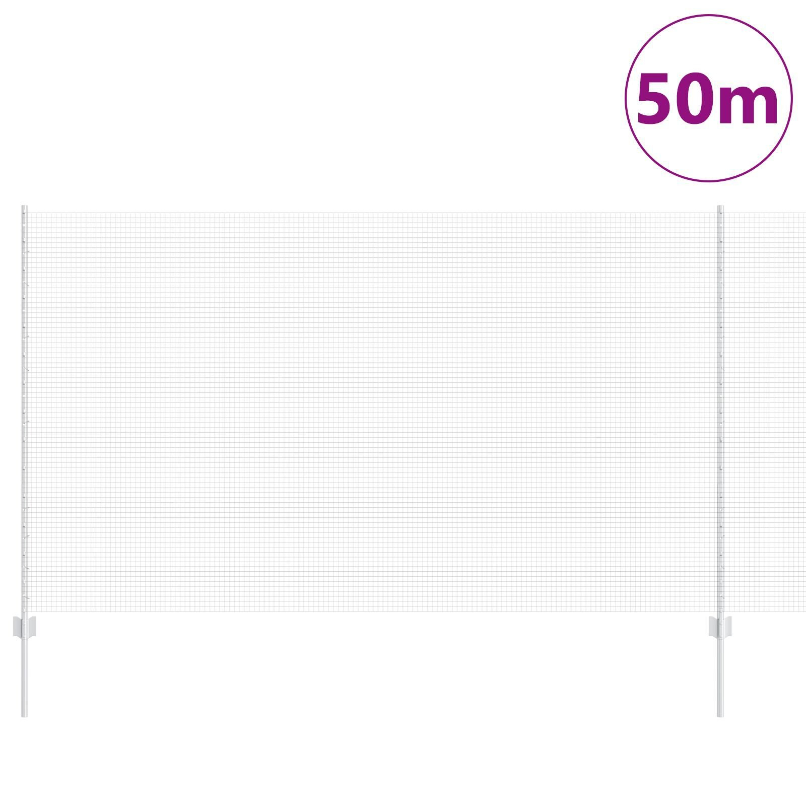 vidaXL Îngrădire cu stâlpi Argintiu 1.4 x 50 m Oțel