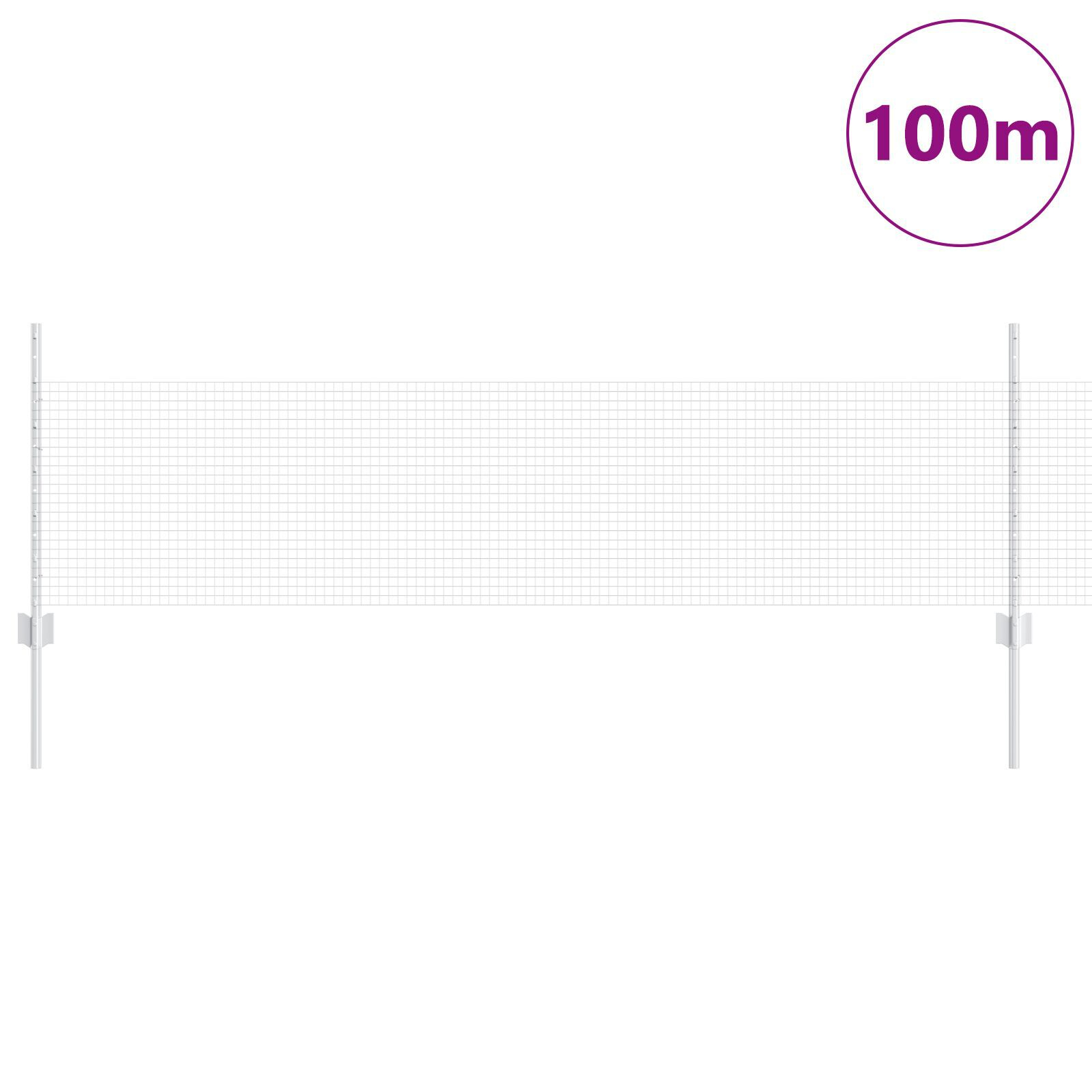 vidaXL Îngrădire cu stâlpi Argintiu 0.5 x 100 m Oțel