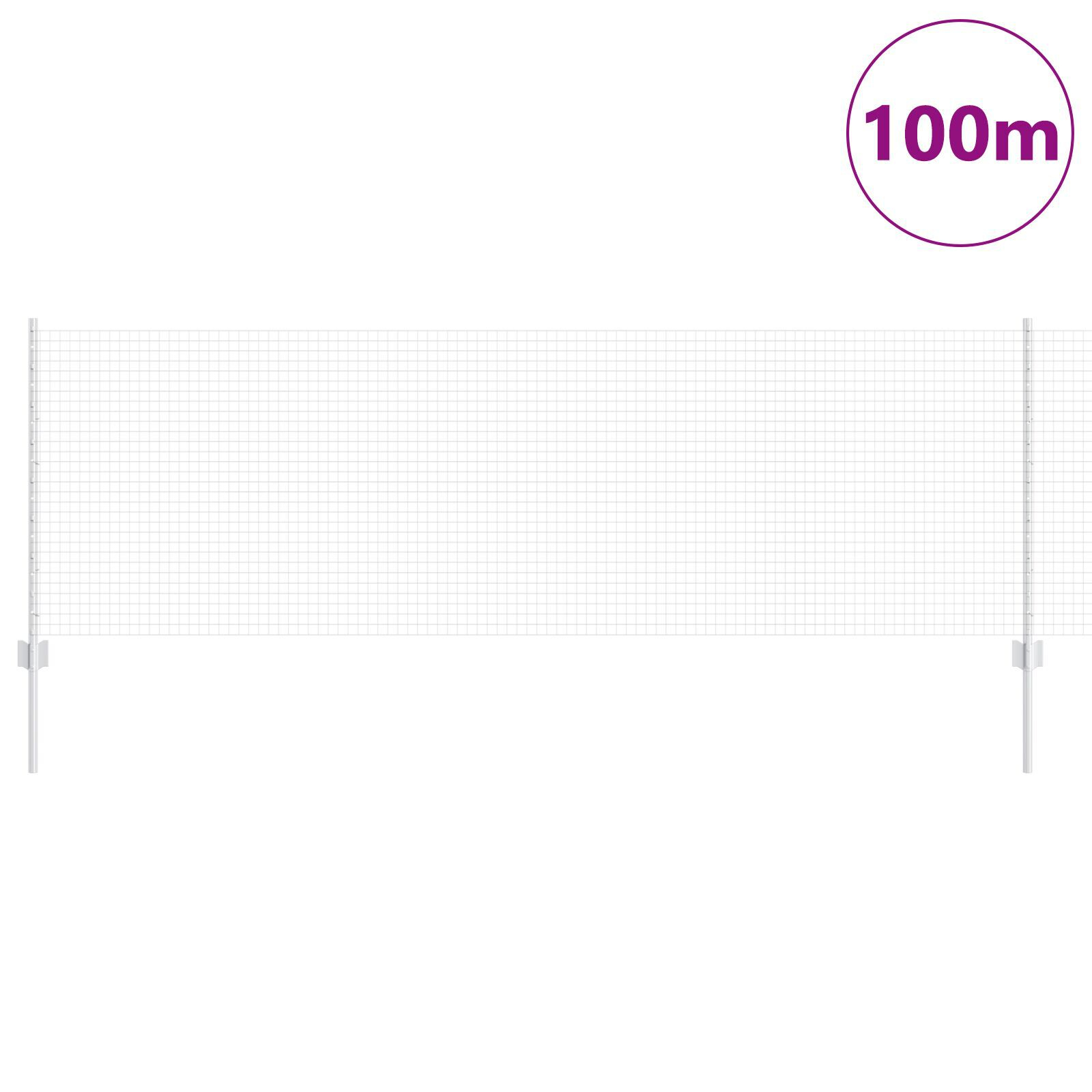 vidaXL Îngrădire cu stâlpi Argintiu 0.8 x 100 m Oțel
