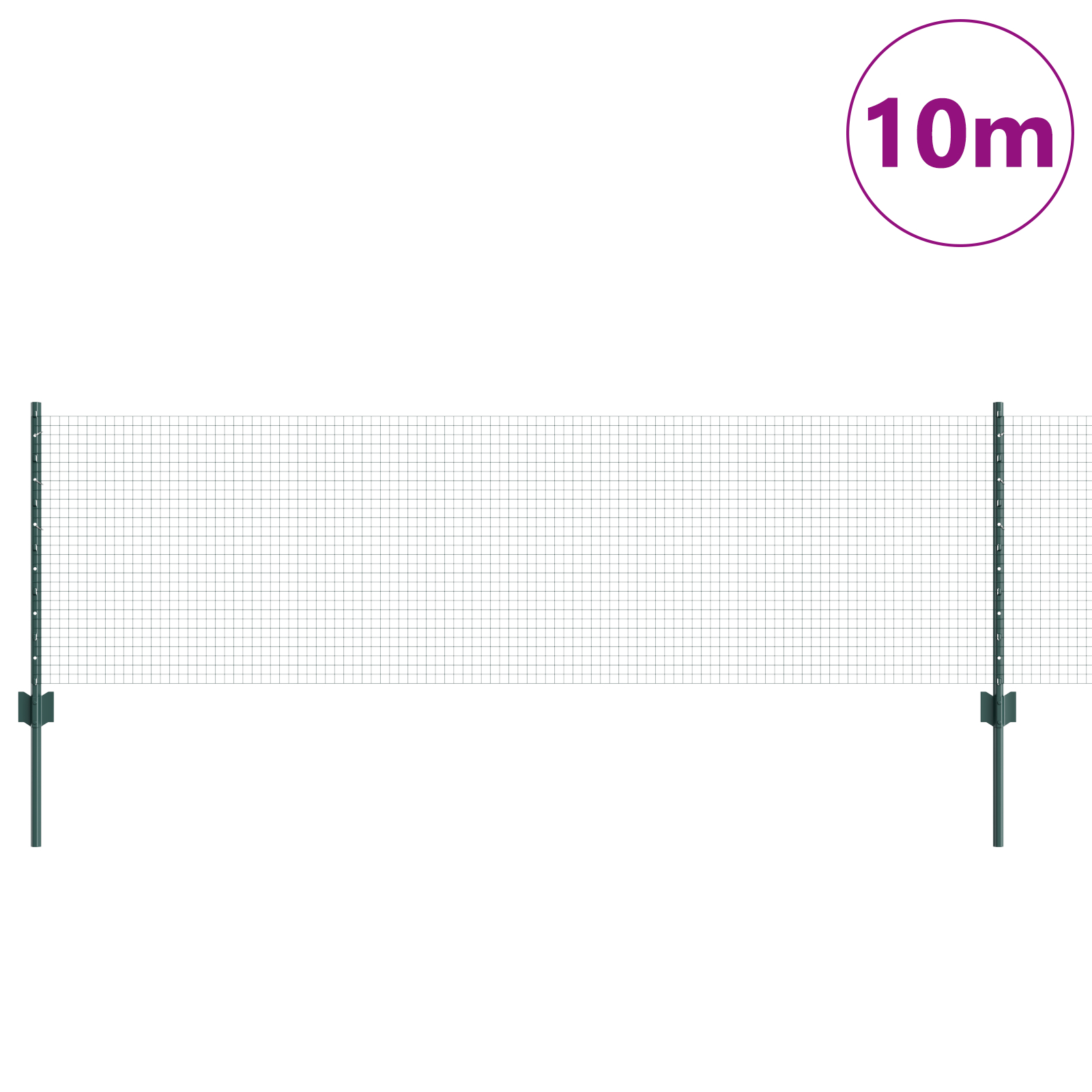 vidaXL Zid de sârmă sudată cu 5 stâlpi U verde 0.6x10 m metal