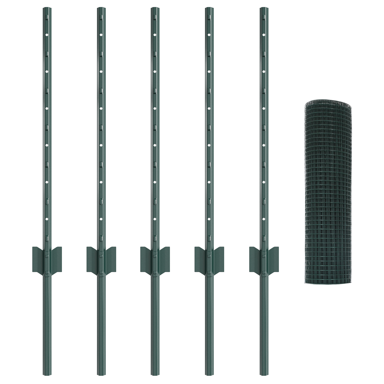 vidaXL Zid de sârmă sudată cu 5 stâlpi U verde 0.6x10 m metal