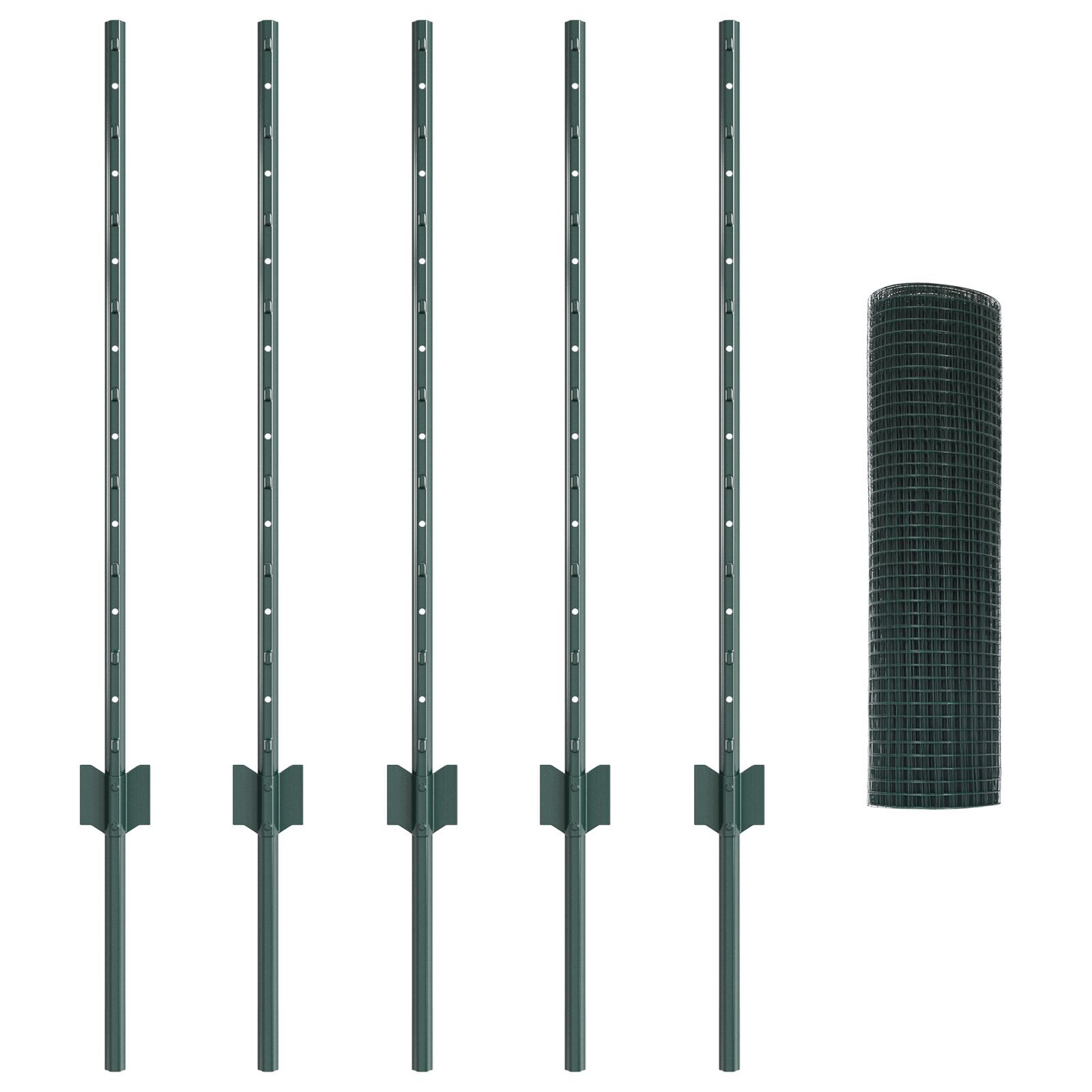 vidaXL Îngrădire cu stâlpi Verde 0.8 x 10 m Oțel vidaXL Îngrădire cu stâlpi Verde 0.8 x 10 m Oțel