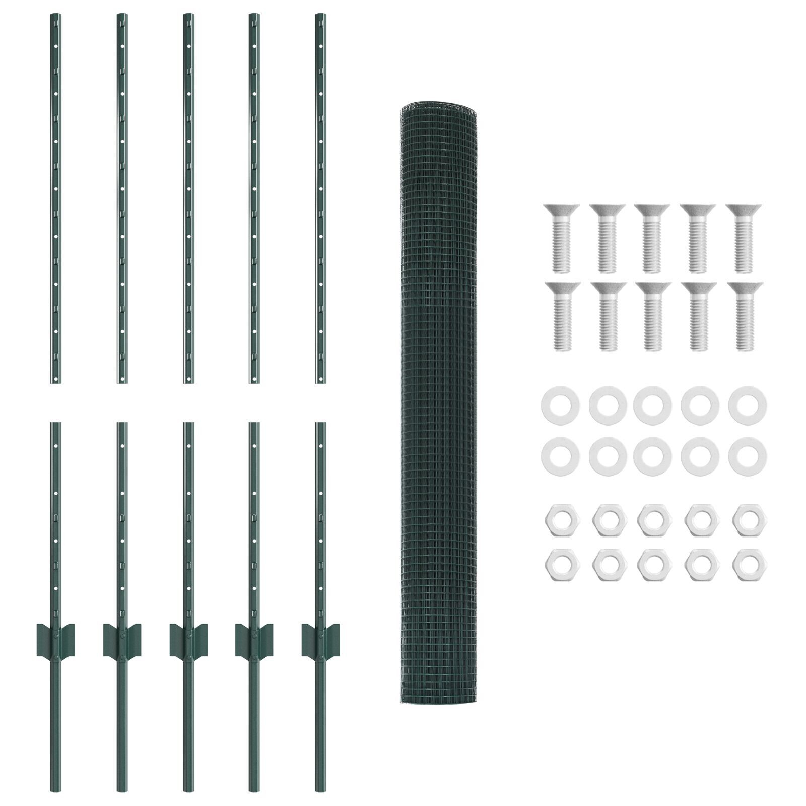vidaXL Îngrădire cu stâlpi Verde 1 x 10 m Oțel vidaXL Îngrădire cu stâlpi Verde 1 x 10 m Oțel