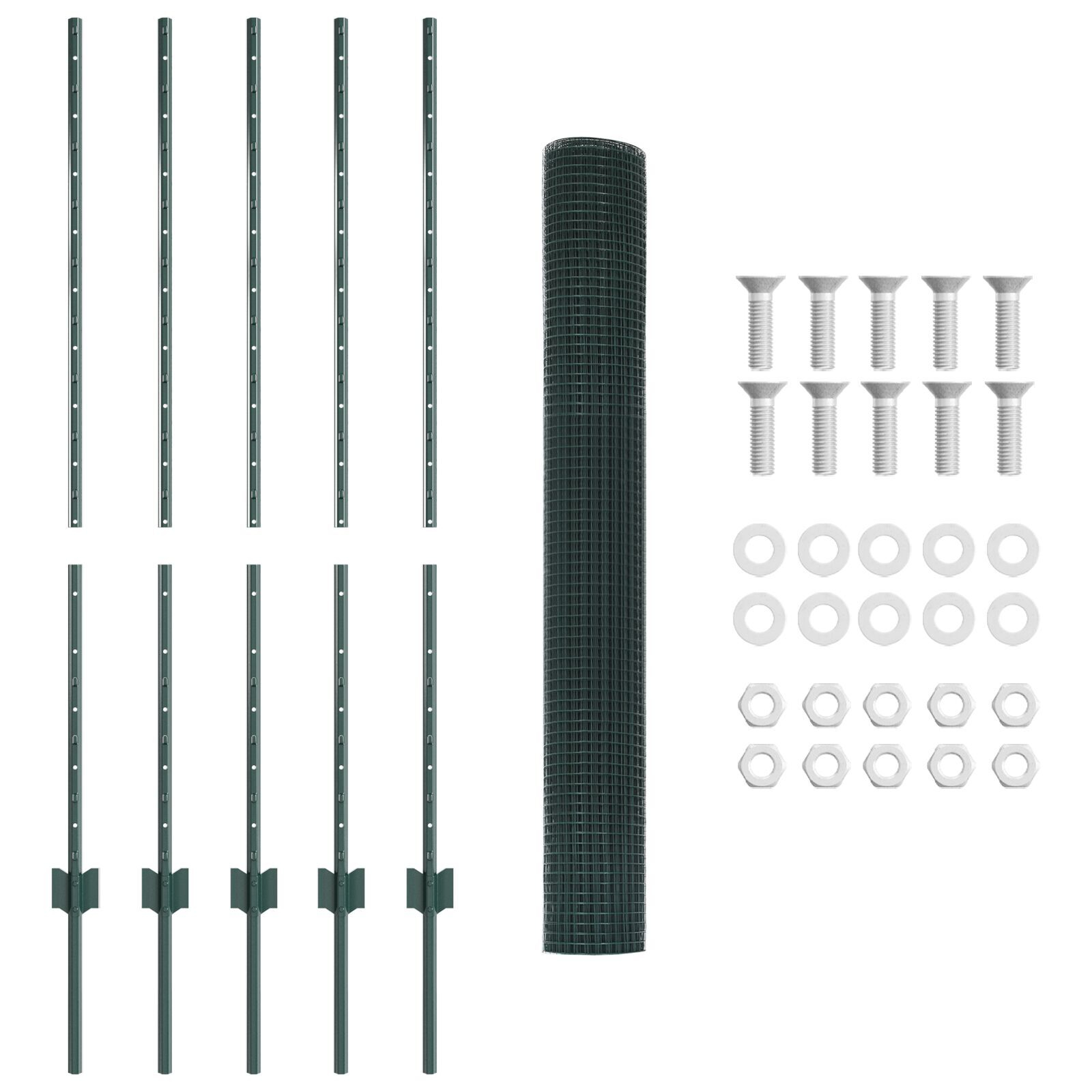 vidaXL Gard cu Stâlp Verde 1,2 x 10 m Oțel și PVC