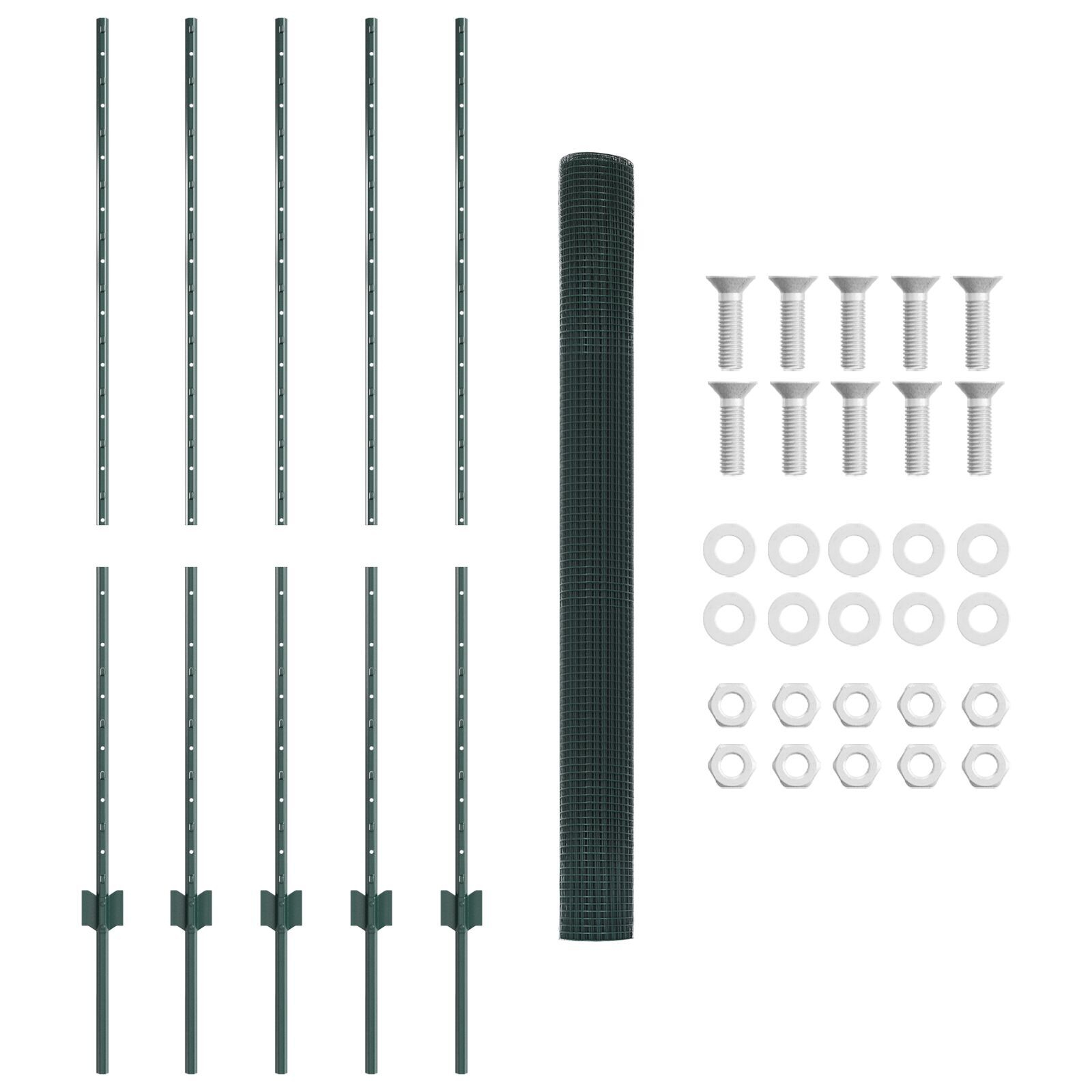 vidaXL Gard cu Stâlp Verde 1,4 x 10 m Oțel și PVC
