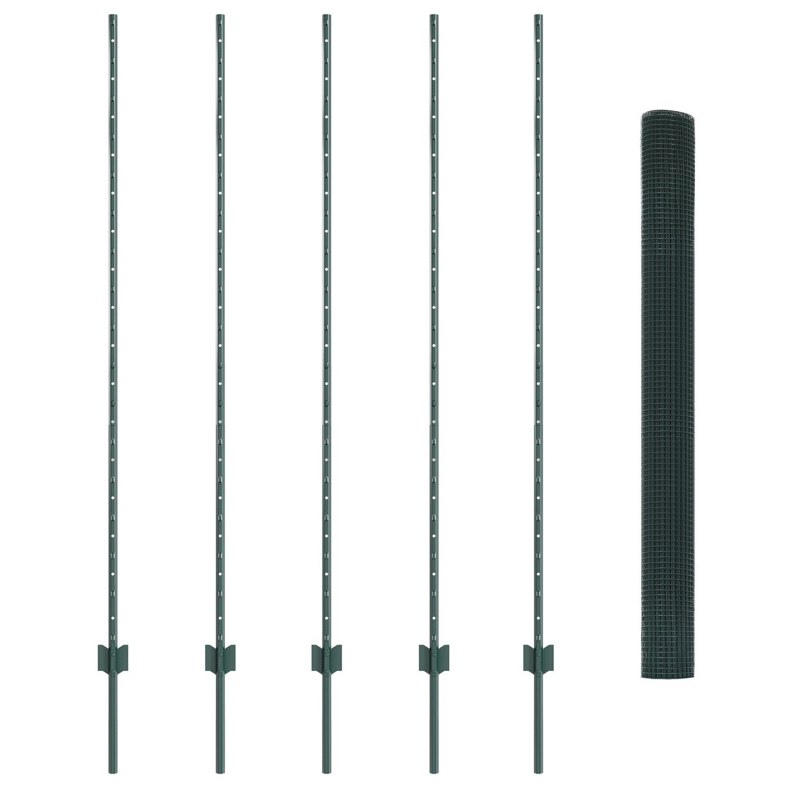 vidaXL Îngrădire cu stâlpi Verde 1.6 x 10 m Oțel vidaXL Îngrădire cu stâlpi Verde 1.6 x 10 m Oțel