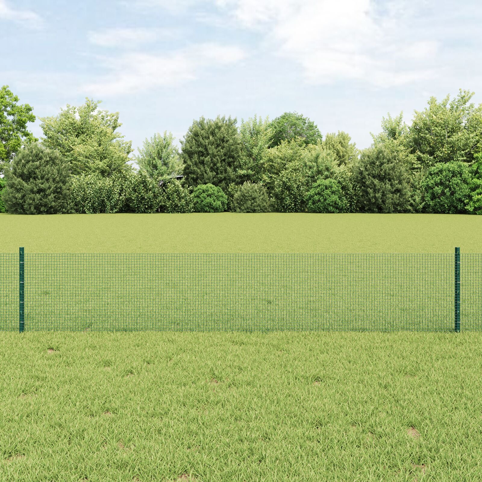 vidaXL Îngrădire cu stâlpi Verde 0.4 x 25 m Oțel