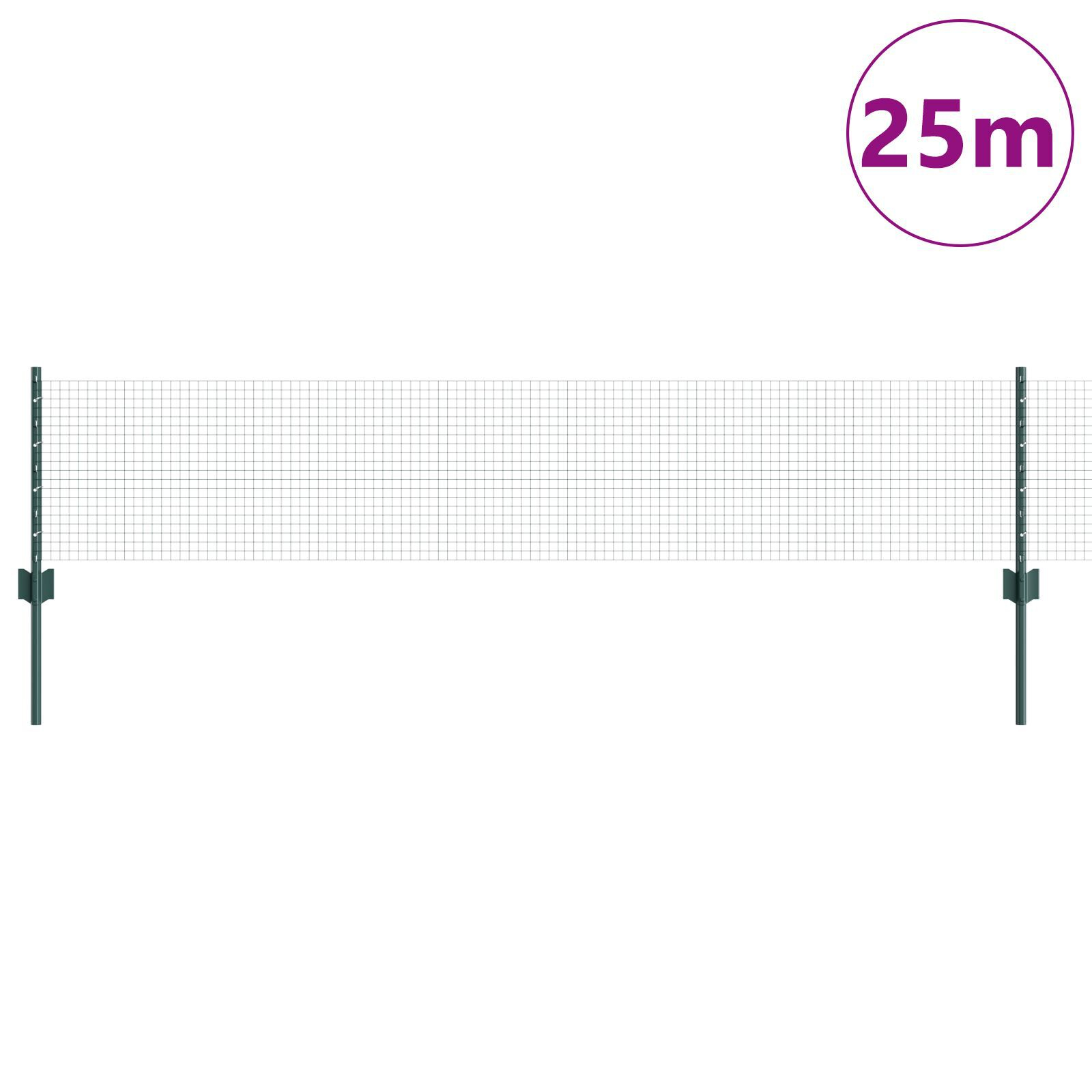 vidaXL Gard cu Stâlp Verde 0,4 x 25 m Oțel și PVC