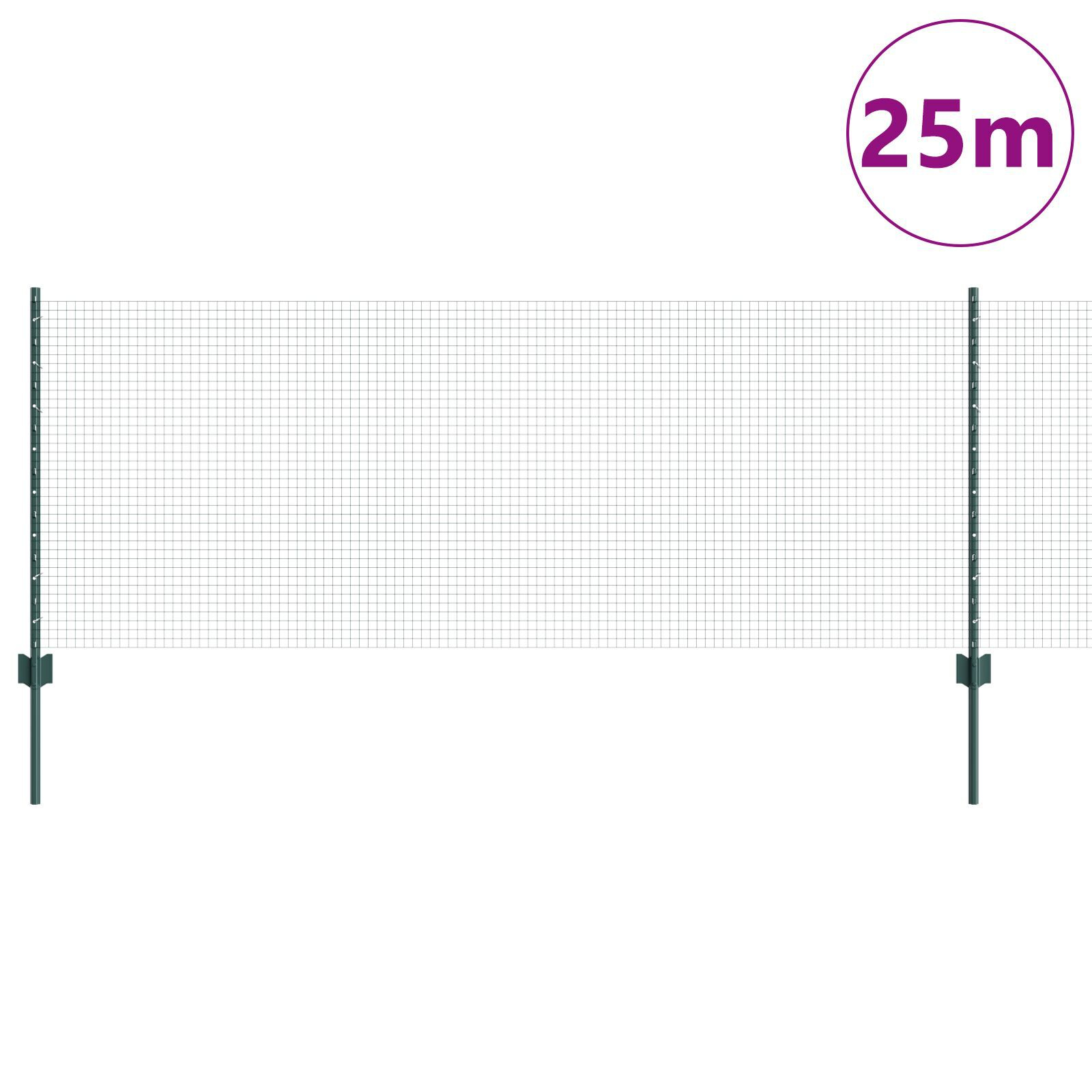 vidaXL Îngrădire cu stâlpi Verde 0.8 x 25 m Oțel vidaXL Îngrădire cu stâlpi Verde 0.8 x 25 m Oțel