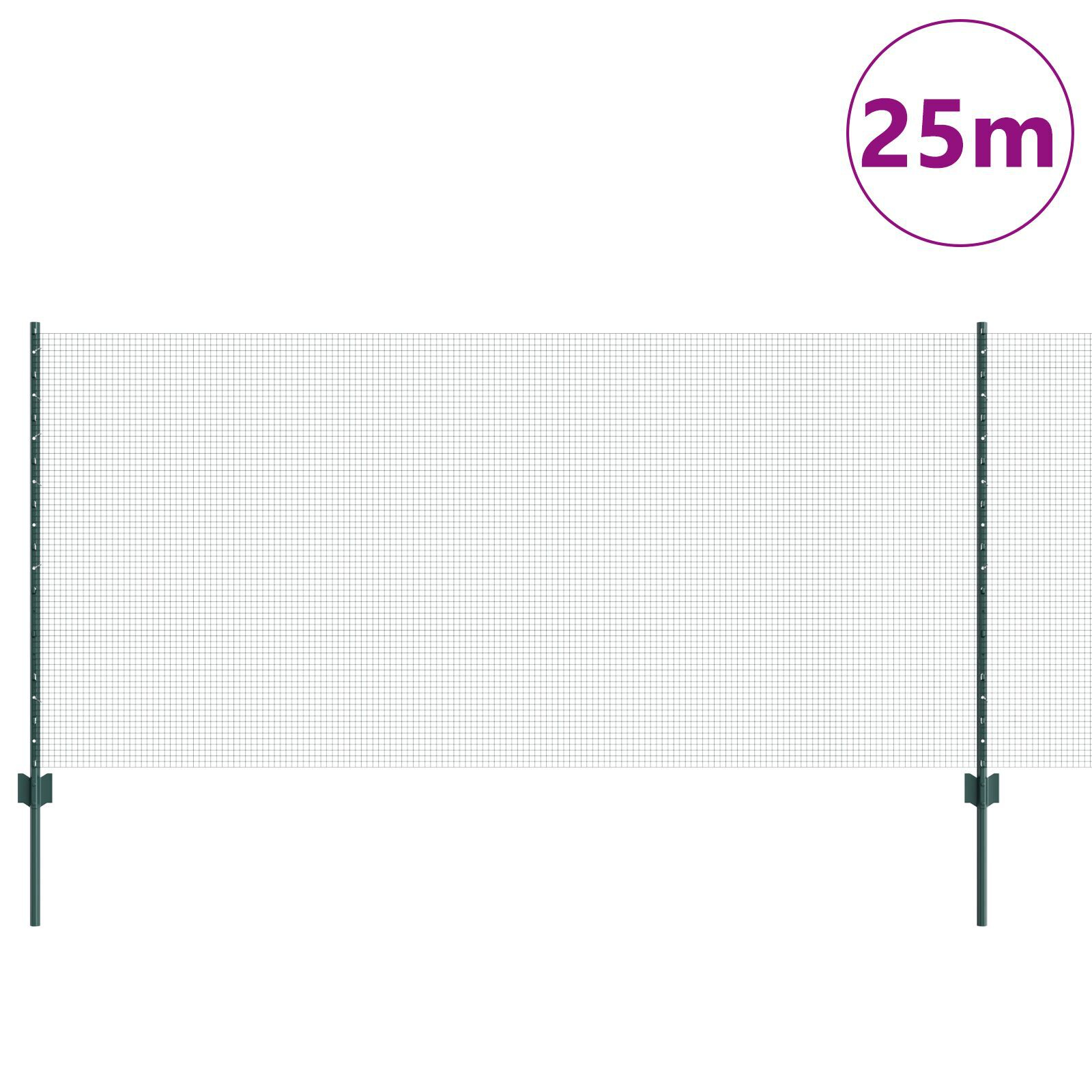vidaXL Îngrădire cu stâlpi Verde 1 x 25 m Oțel vidaXL Îngrădire cu stâlpi Verde 1 x 25 m Oțel