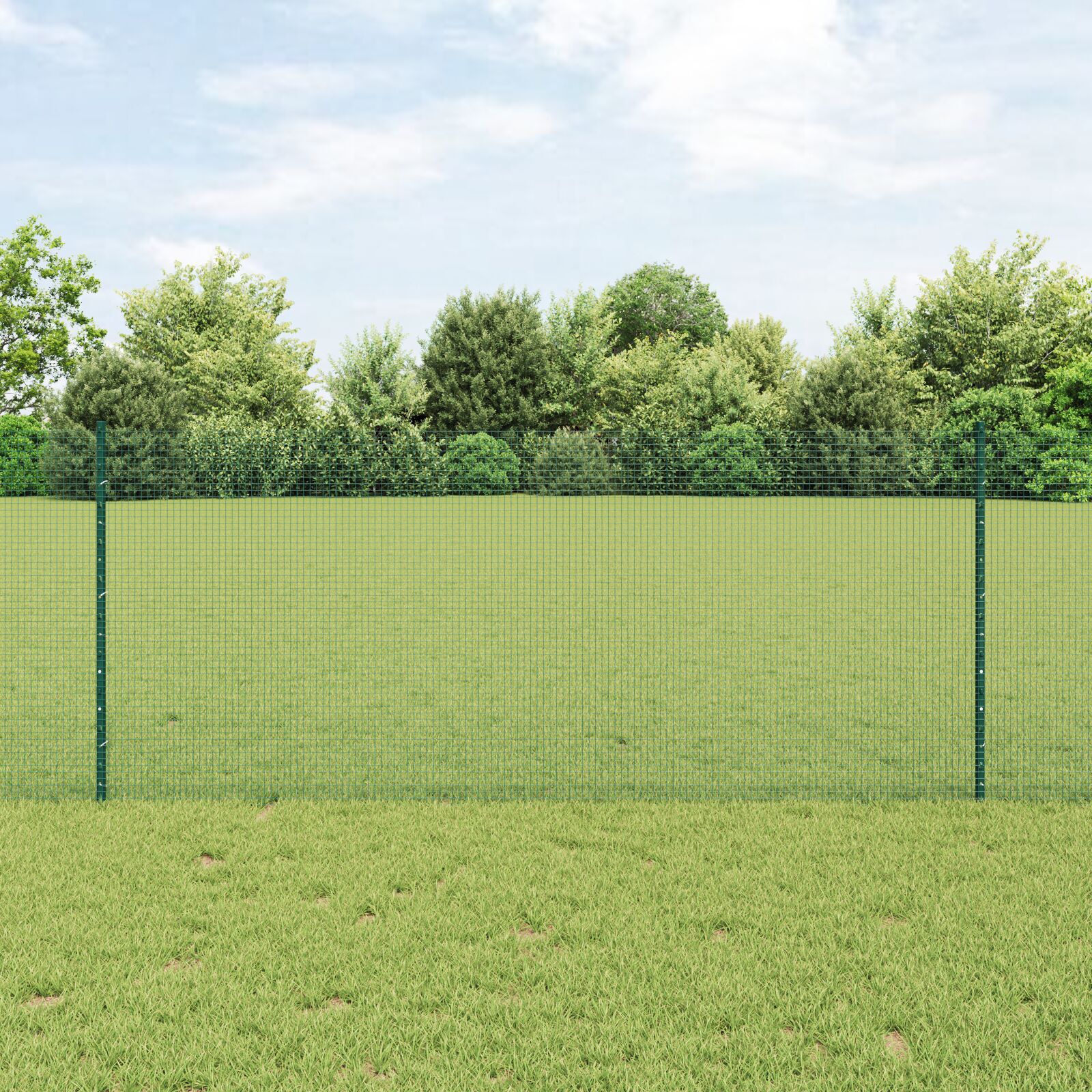 vidaXL Îngrădire cu stâlpi Verde 1 x 25 m Oțel