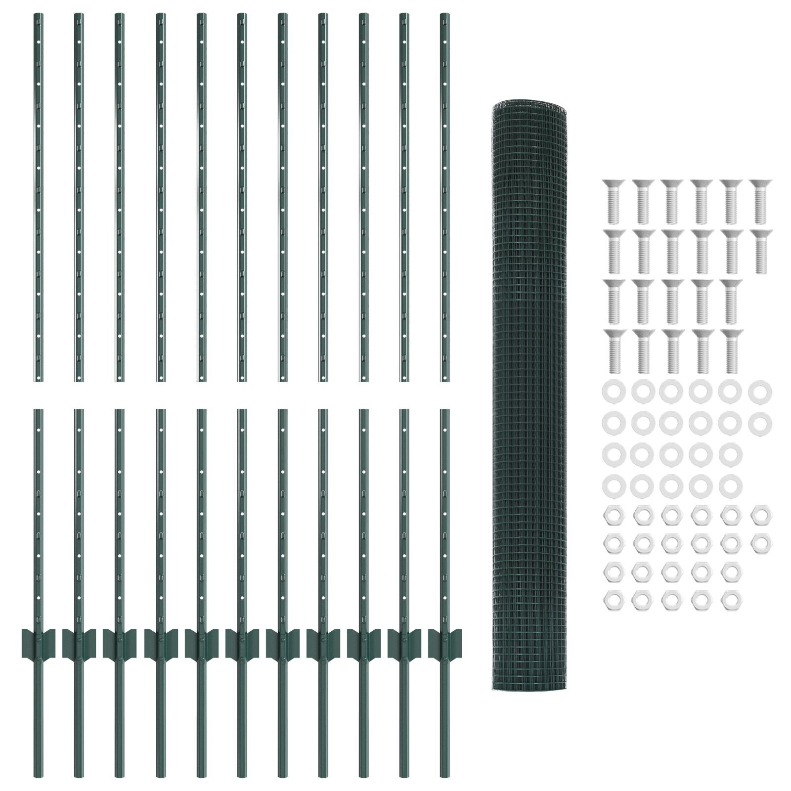 vidaXL Gard cu Stâlp Verde 1,2 x 25 m Oțel și PVC