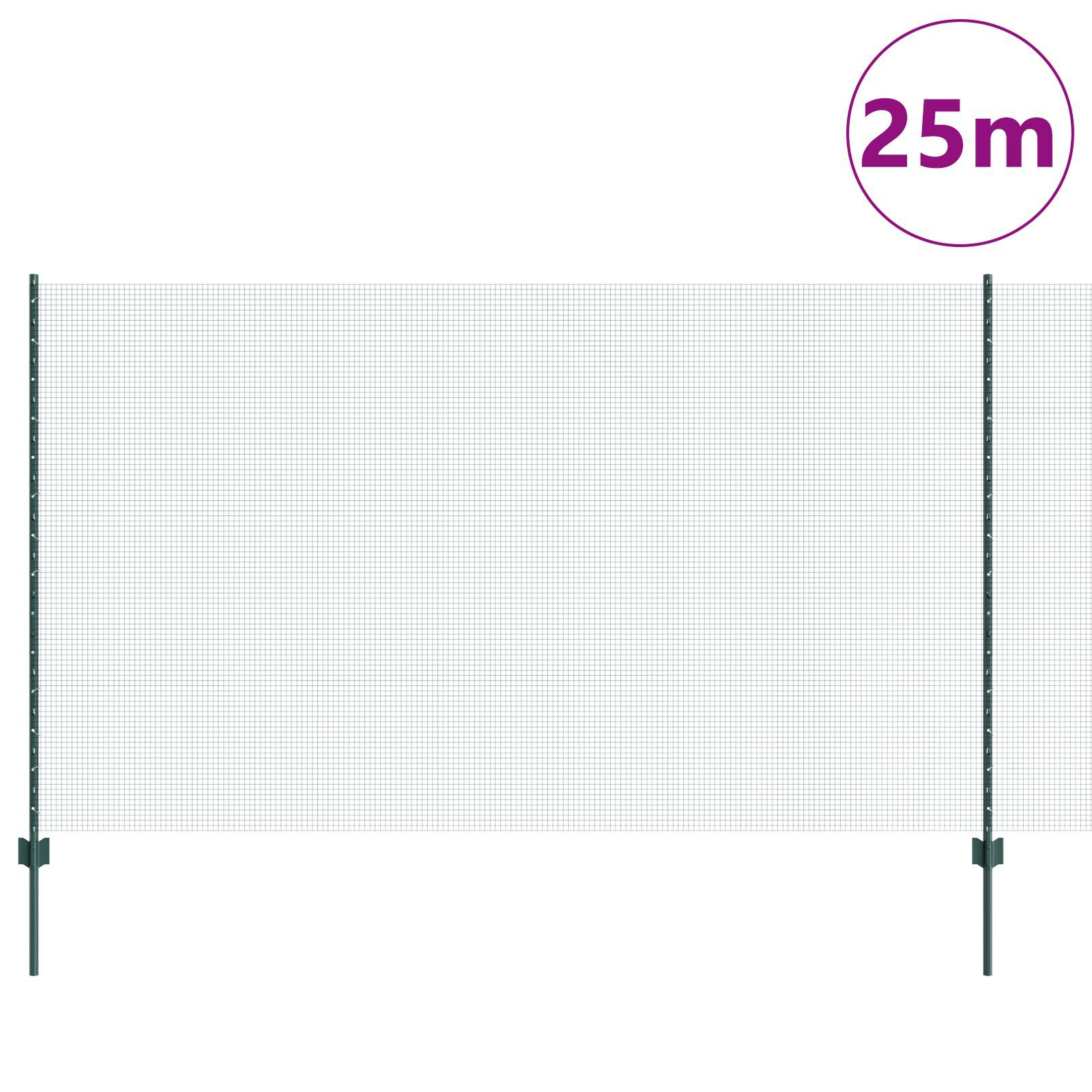vidaXL Îngrădire cu stâlpi Verde 1.4 x 25 m Oțel vidaXL Îngrădire cu stâlpi Verde 1.4 x 25 m Oțel