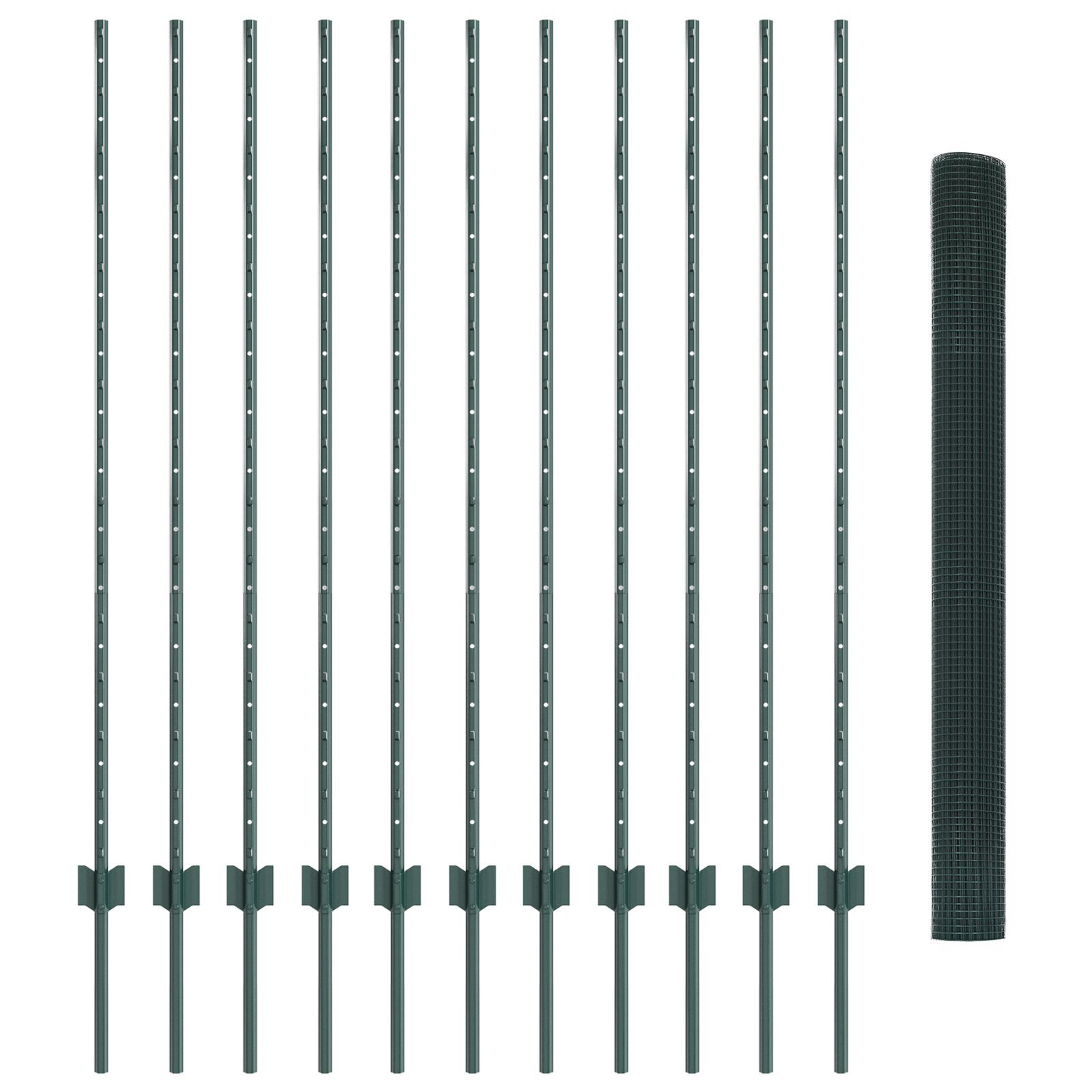 vidaXL Îngrădire cu stâlpi Verde 1.4 x 25 m Oțel vidaXL Îngrădire cu stâlpi Verde 1.4 x 25 m Oțel