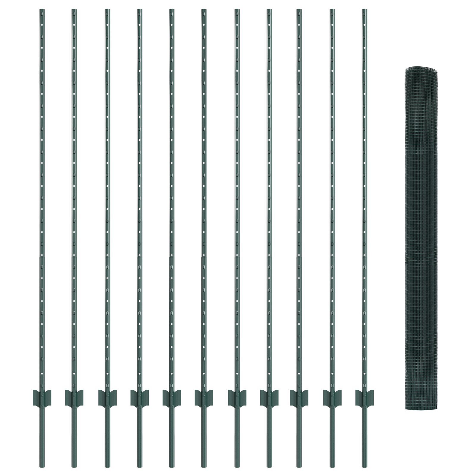 vidaXL Îngrădire cu stâlpi Verde 1.6 x 25 m Oțel vidaXL Îngrădire cu stâlpi Verde 1.6 x 25 m Oțel
