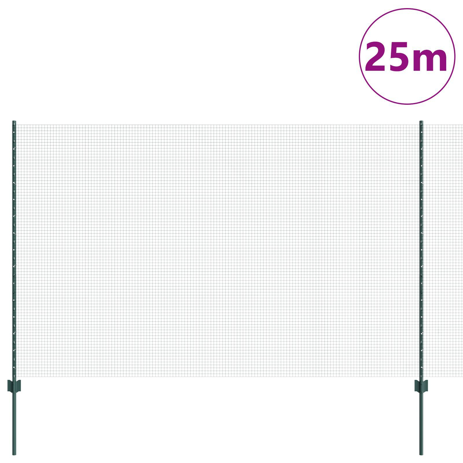 vidaXL Îngrădire cu stâlpi Verde 1.6 x 25 m Oțel vidaXL Îngrădire cu stâlpi Verde 1.6 x 25 m Oțel