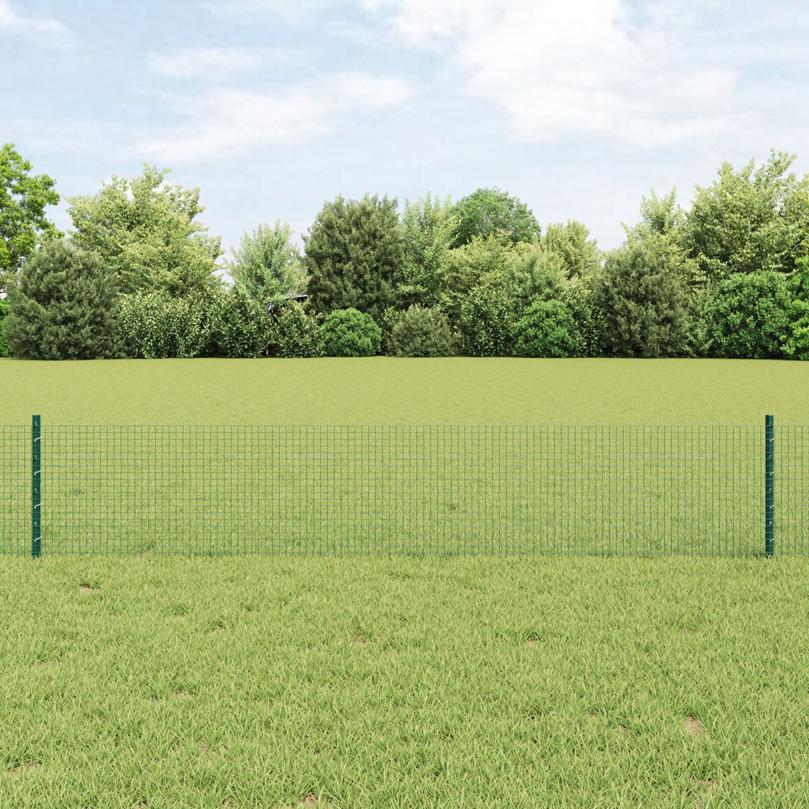 vidaXL Îngrădire cu stâlpi Verde 0.4 x 50 m Oțel