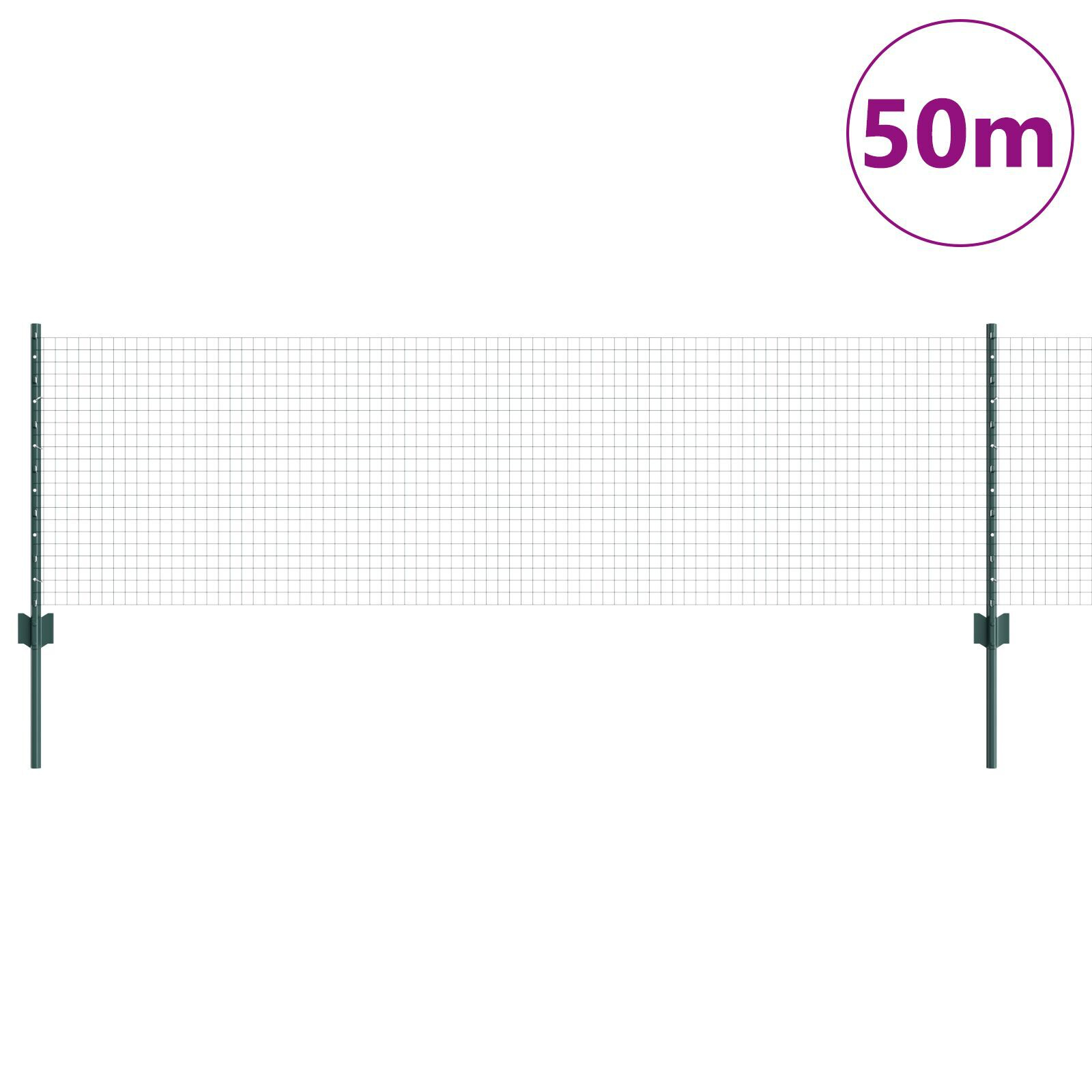 vidaXL Îngrădire cu stâlpi Verde 0.6 x 50 m Oțel vidaXL Îngrădire cu stâlpi Verde 0.6 x 50 m Oțel