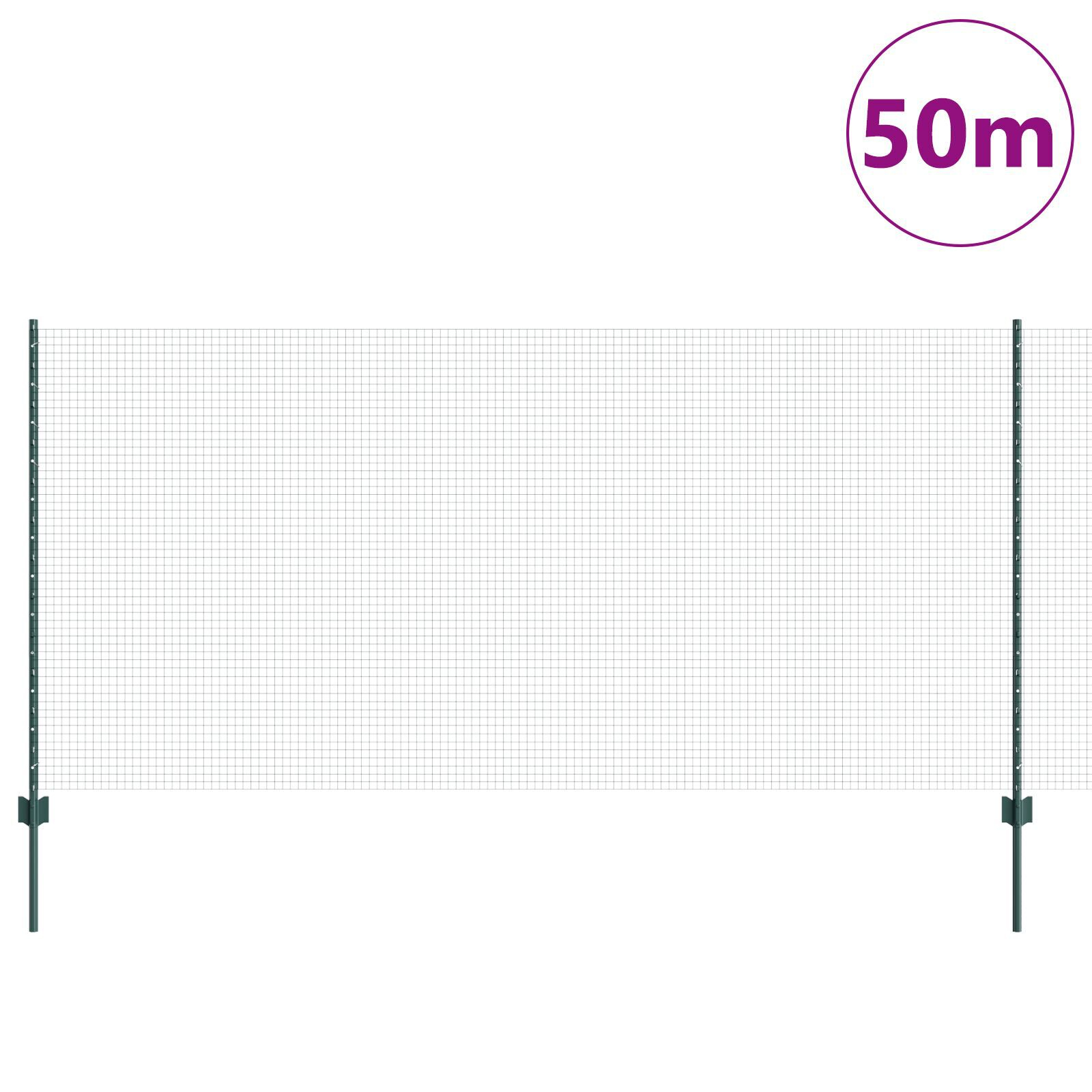 vidaXL Îngrădire cu stâlpi Verde 1.2 x 50 m Oțel vidaXL Îngrădire cu stâlpi Verde 1.2 x 50 m Oțel
