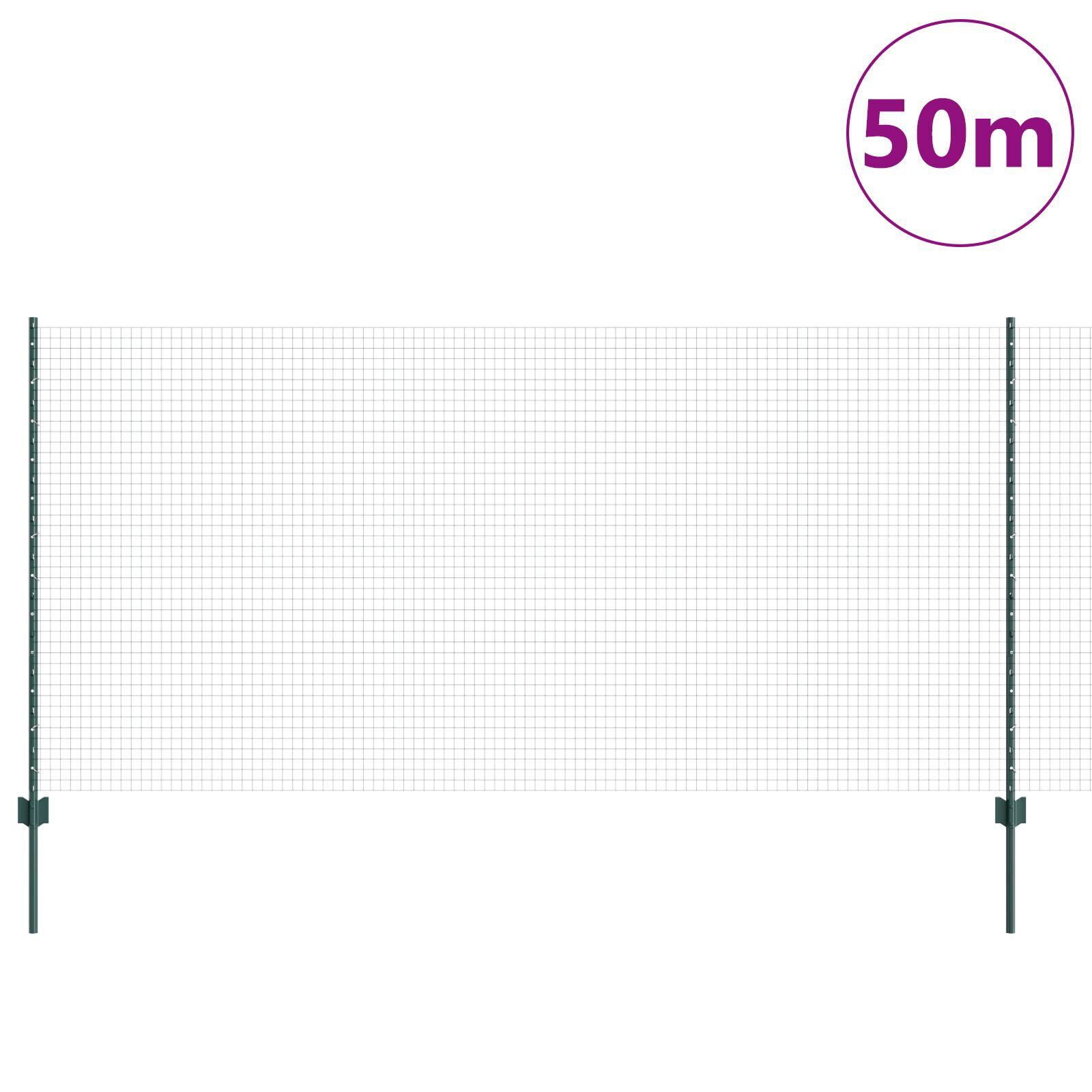 vidaXL Îngrădire cu stâlpi Verde 1.2 x 50 m Oțel