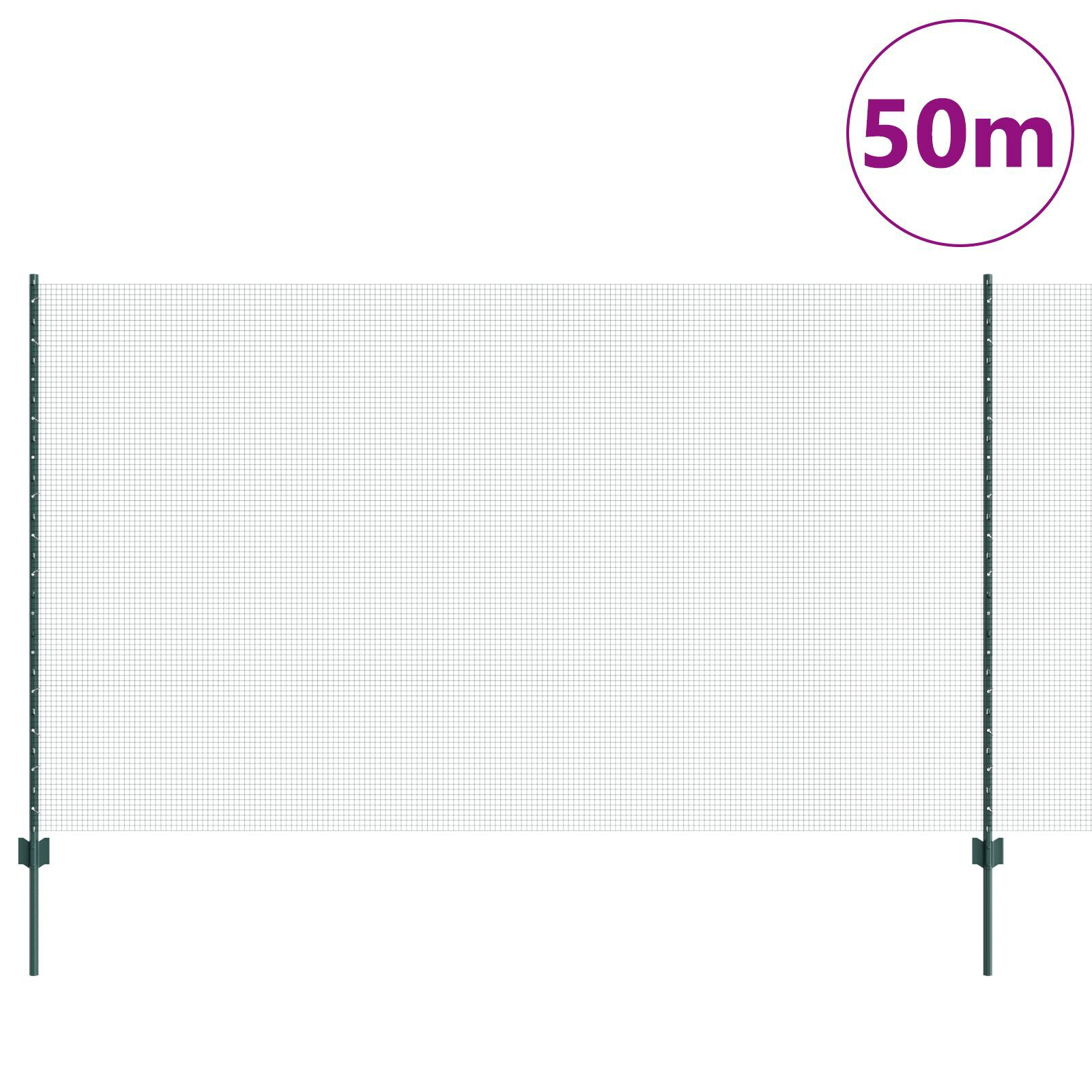 vidaXL Îngrădire cu stâlpi Verde 1.4 x 50 m Oțel vidaXL Îngrădire cu stâlpi Verde 1.4 x 50 m Oțel