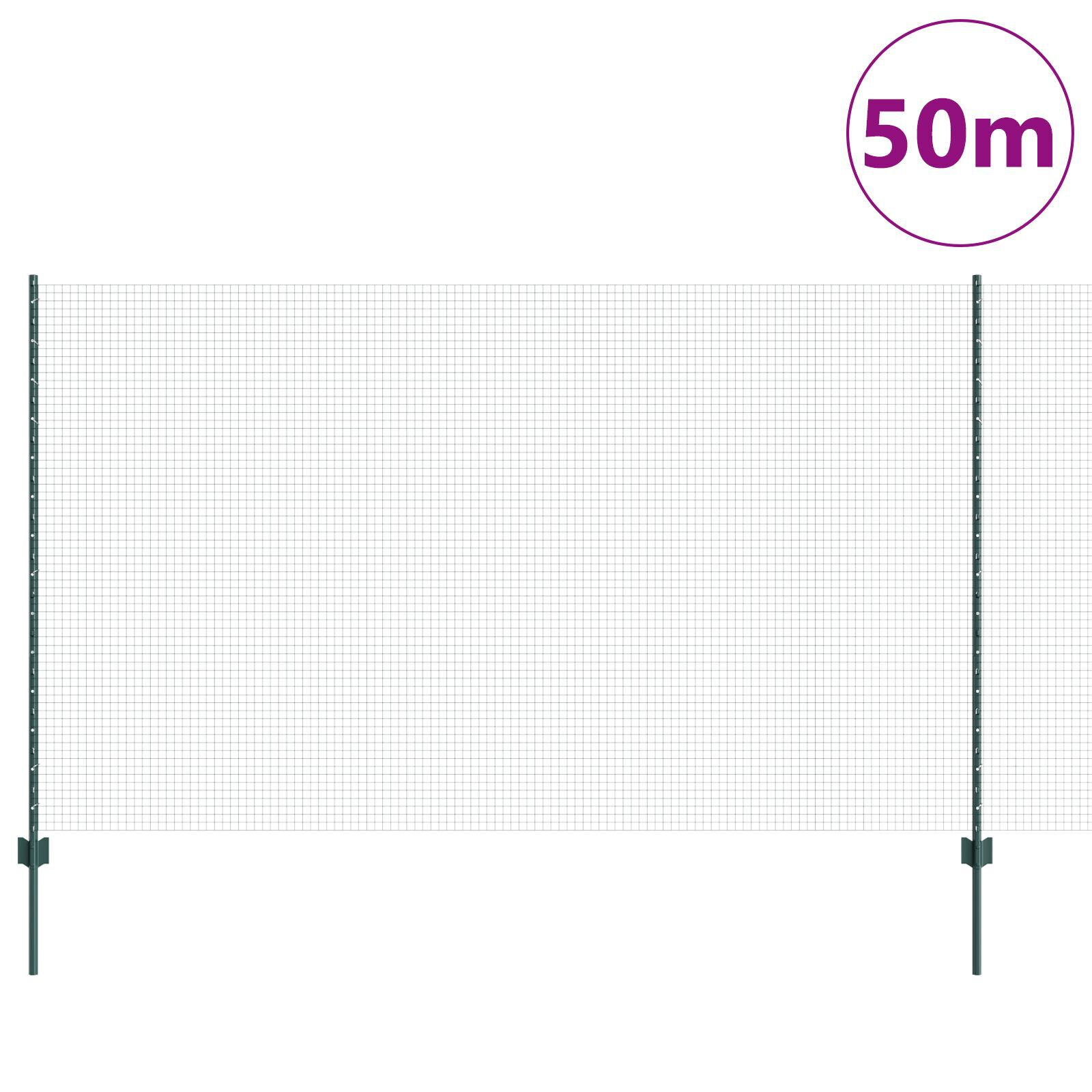 vidaXL Îngrădire cu stâlpi Verde 1.4 x 50 m Oțel vidaXL Îngrădire cu stâlpi Verde 1.4 x 50 m Oțel