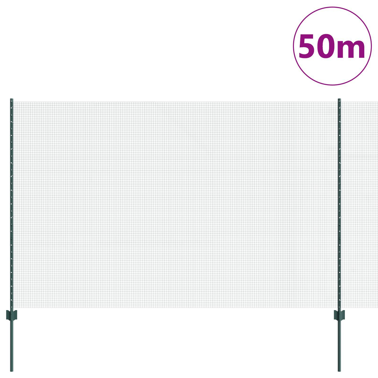 vidaXL Îngrădire cu stâlpi Verde 1.5 x 50 m Oțel vidaXL Îngrădire cu stâlpi Verde 1.5 x 50 m Oțel
