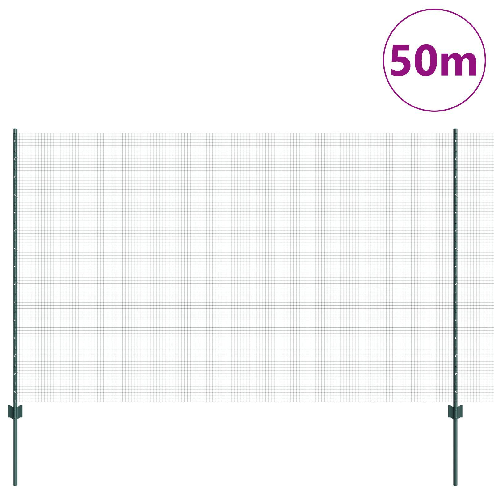 vidaXL Zid de sârmă sudată cu 22 de stâlpi U Verde 1.5x50 m Oțel