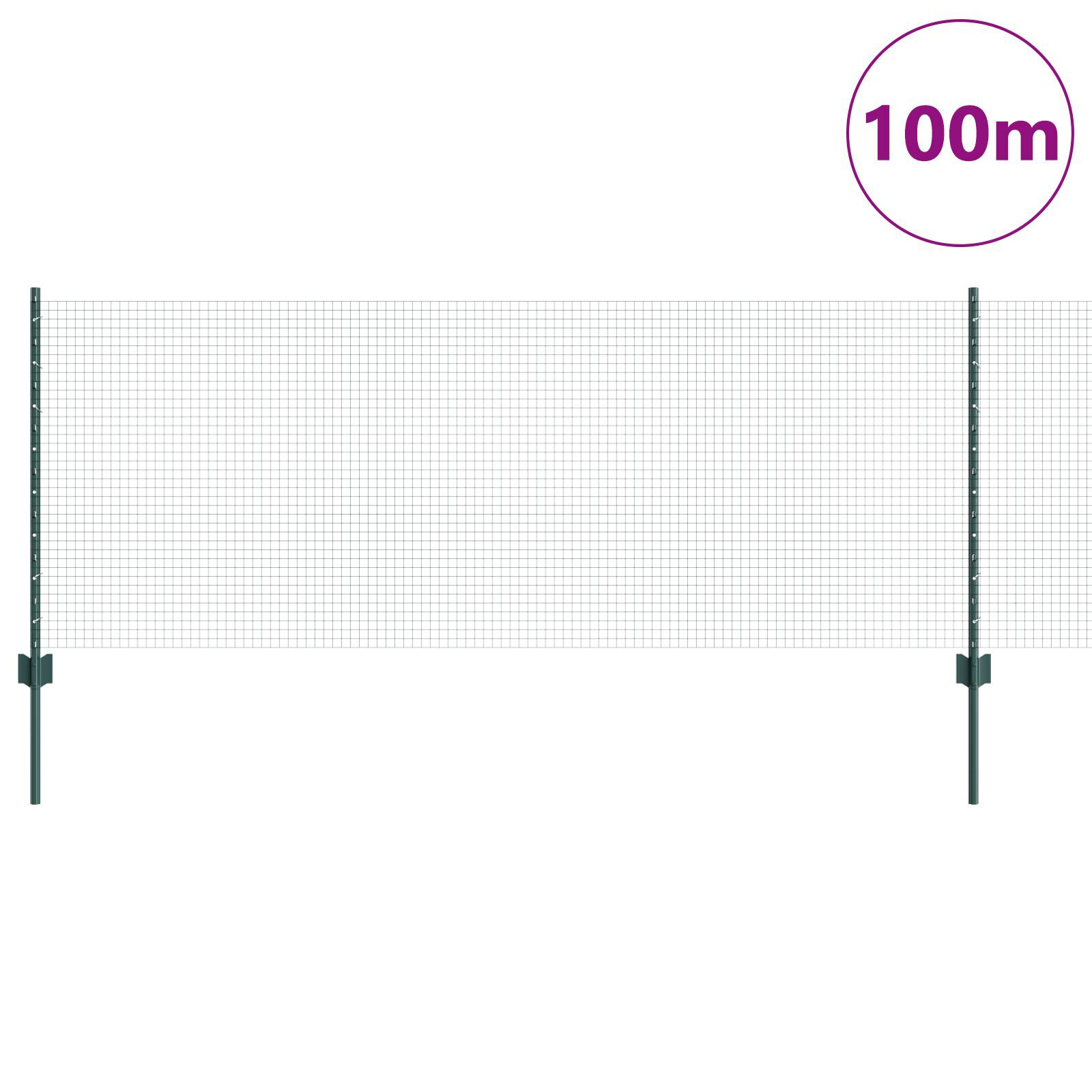vidaXL Îngrădire cu stâlpi Verde 0.8 x 100 m Oțel vidaXL Îngrădire cu stâlpi Verde 0.8 x 100 m Oțel