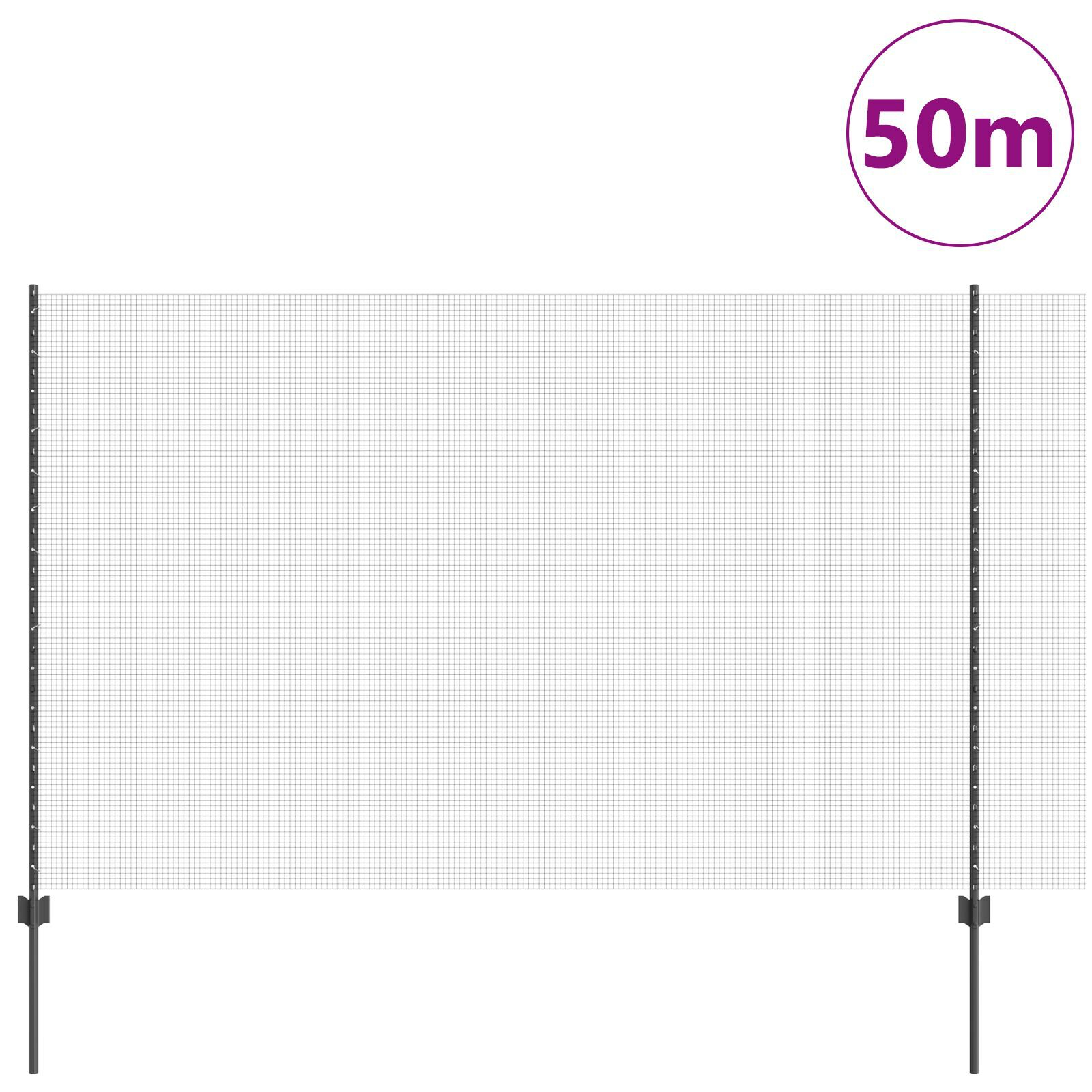 vidaXL Îngrădire cu stâlpi Gri 1.5 x 50 m Oțel