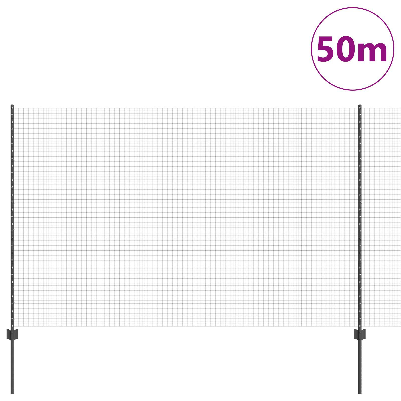 vidaXL Îngrădire cu stâlpi Gri 1.5 x 50 m Oțel