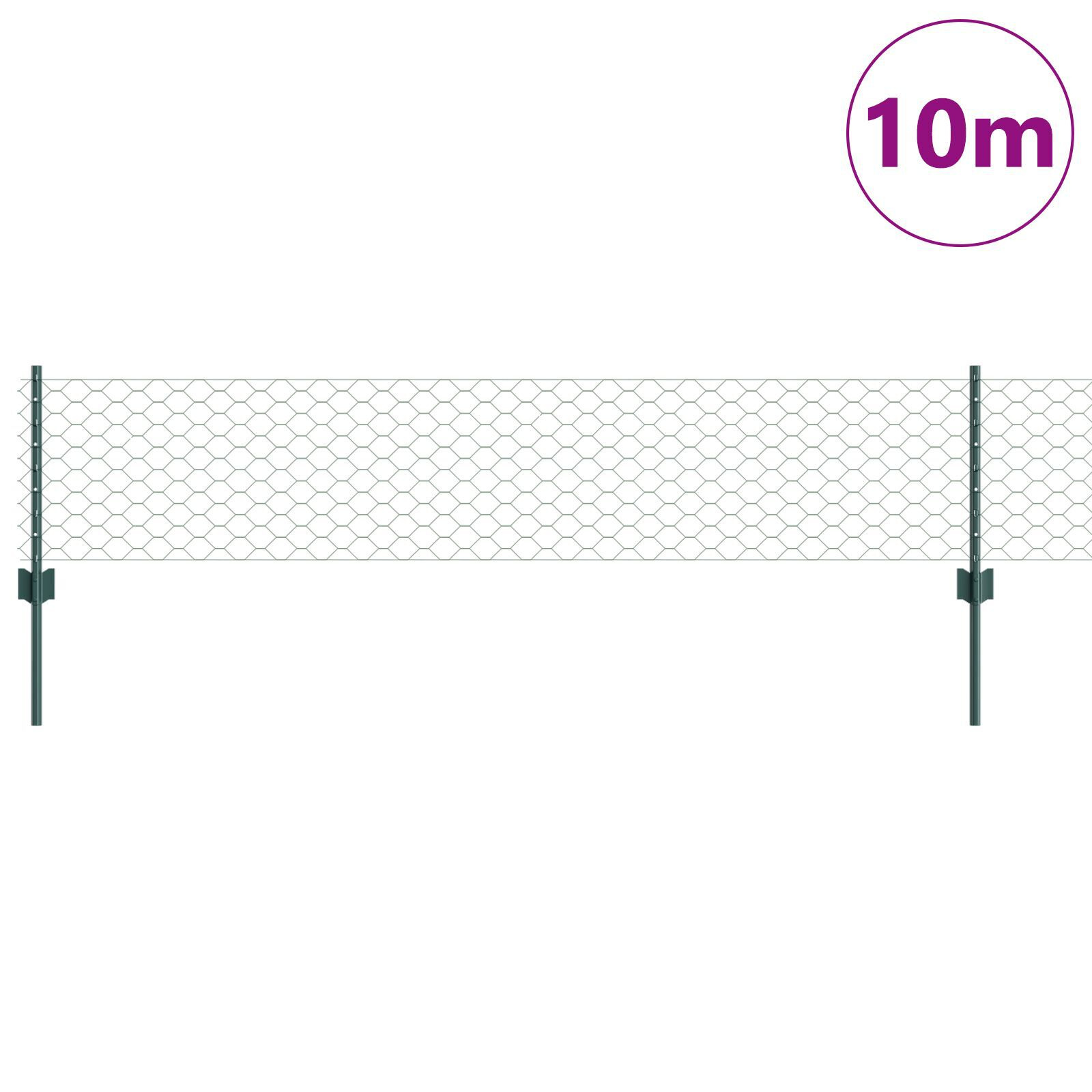 vidaXL Îngrădire cu stâlpi Verde 0.4 x 10 m Oțel