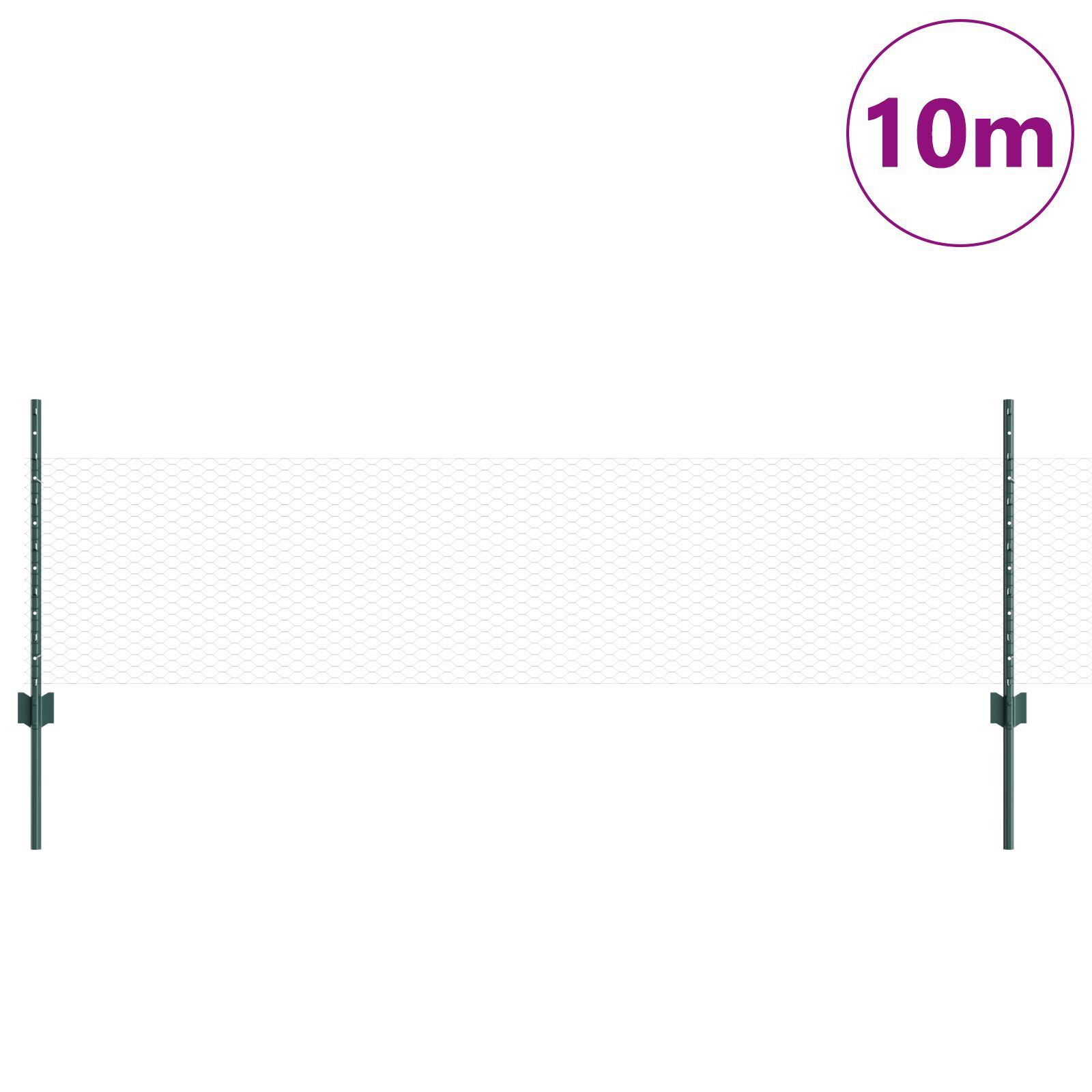vidaXL Îngrădire cu stâlpi Verde 0.5 x 10 m Oțel