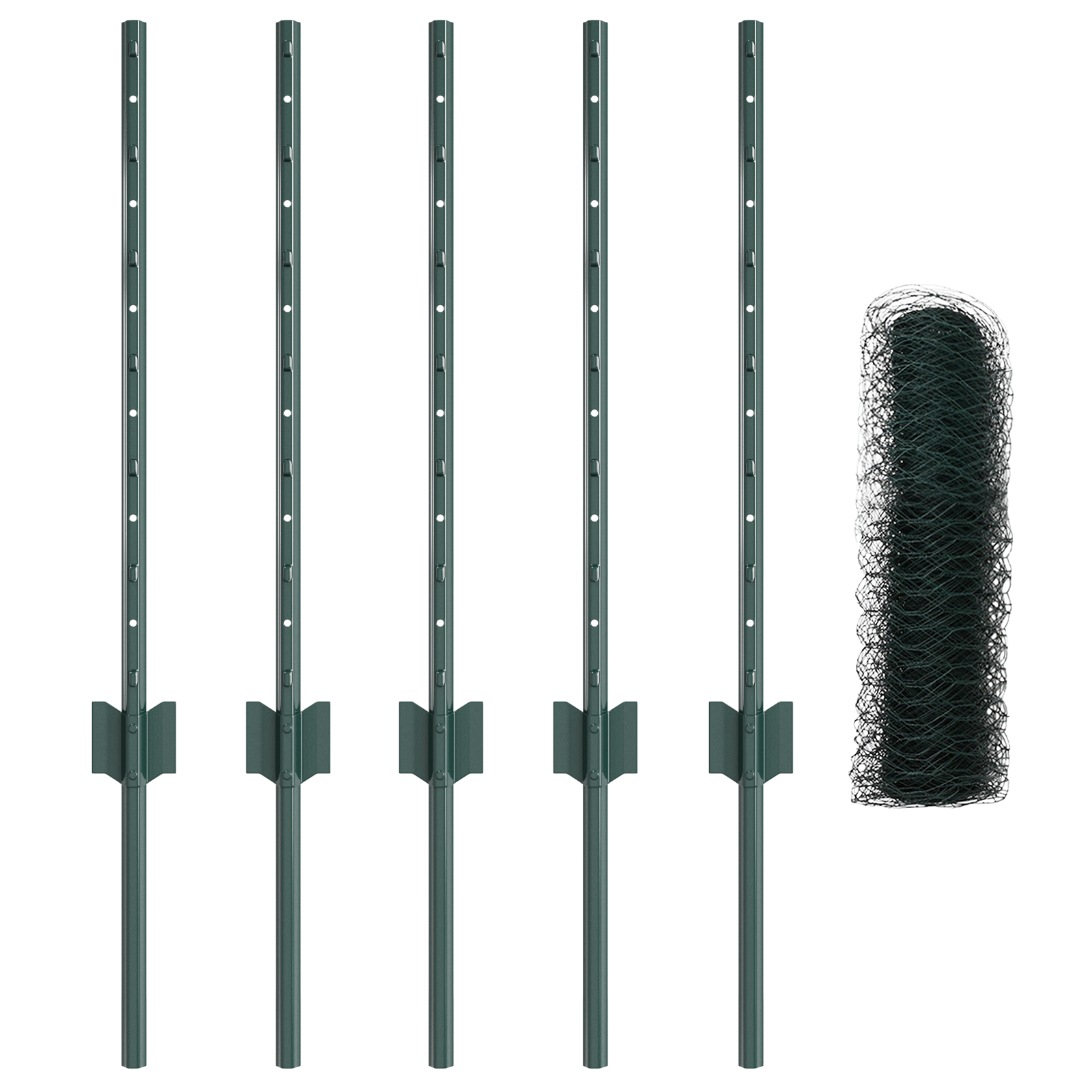 vidaXL Îngrădire cu stâlpi Verde 0.5 x 10 m Oțel vidaXL Îngrădire cu stâlpi Verde 0.5 x 10 m Oțel