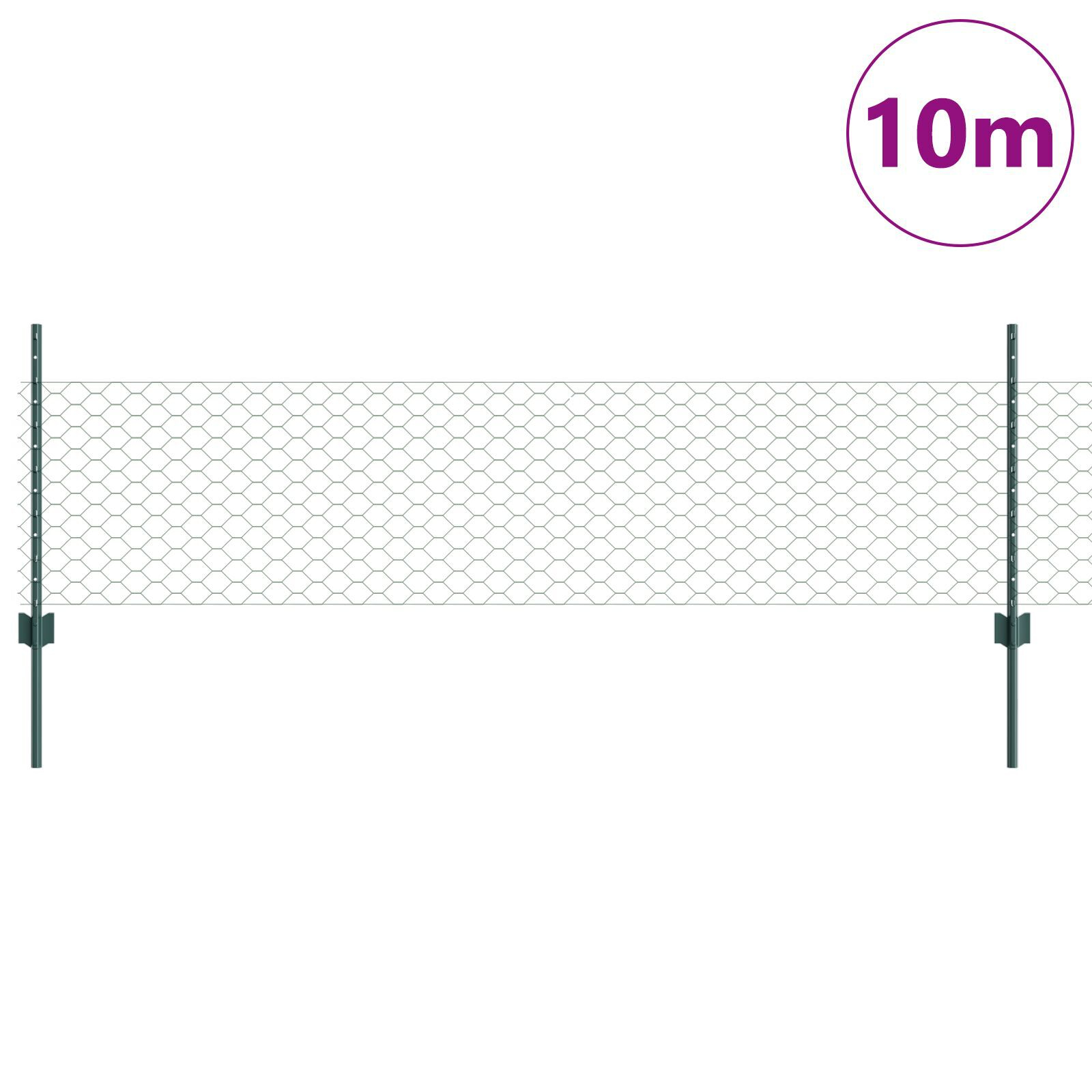 vidaXL Îngrădire cu stâlpi Verde 0.5 x 10 m Oțel