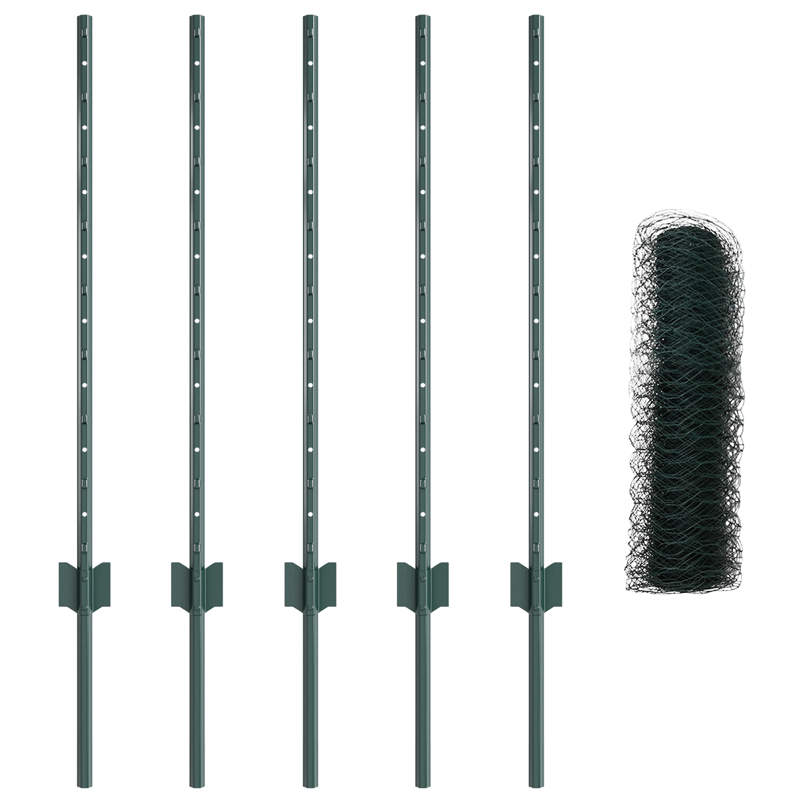 vidaXL Îngrădire cu stâlpi Verde 0.8 x 10 m Oțel vidaXL Îngrădire cu stâlpi Verde 0.8 x 10 m Oțel