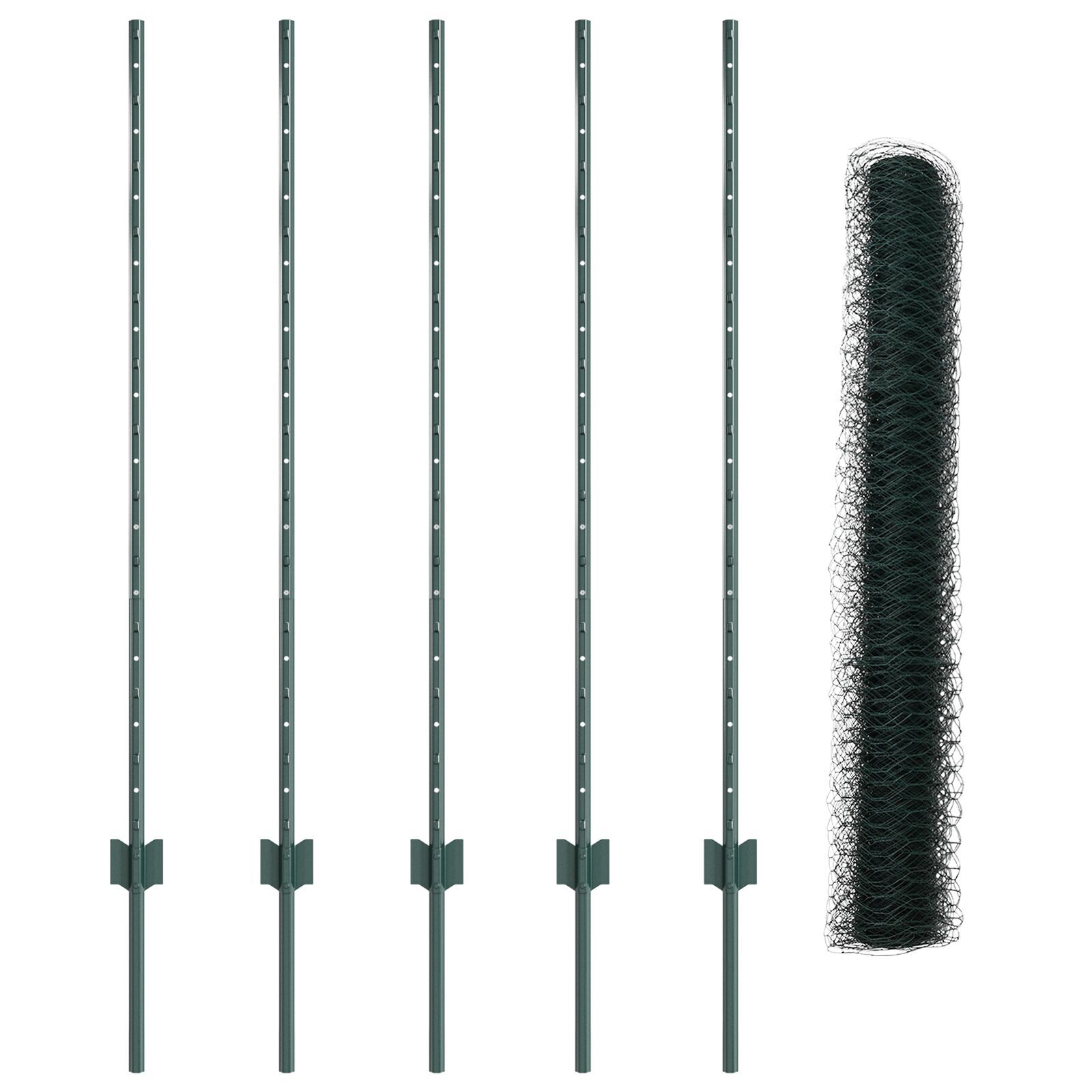 vidaXL Îngrădire cu stâlpi Verde 1.2 x 10 m Oțel vidaXL Îngrădire cu stâlpi Verde 1.2 x 10 m Oțel