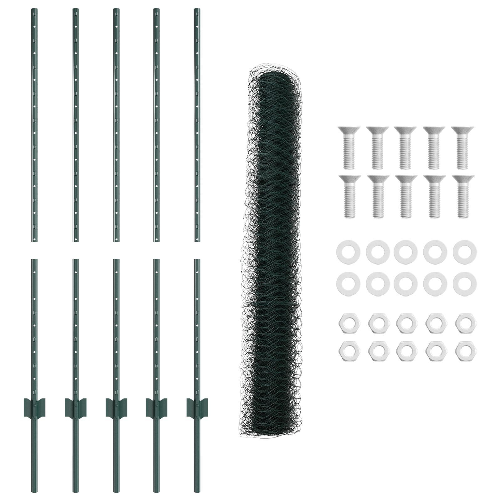 vidaXL Îngrădire cu stâlpi Verde 1.2 x 10 m Oțel vidaXL Îngrădire cu stâlpi Verde 1.2 x 10 m Oțel