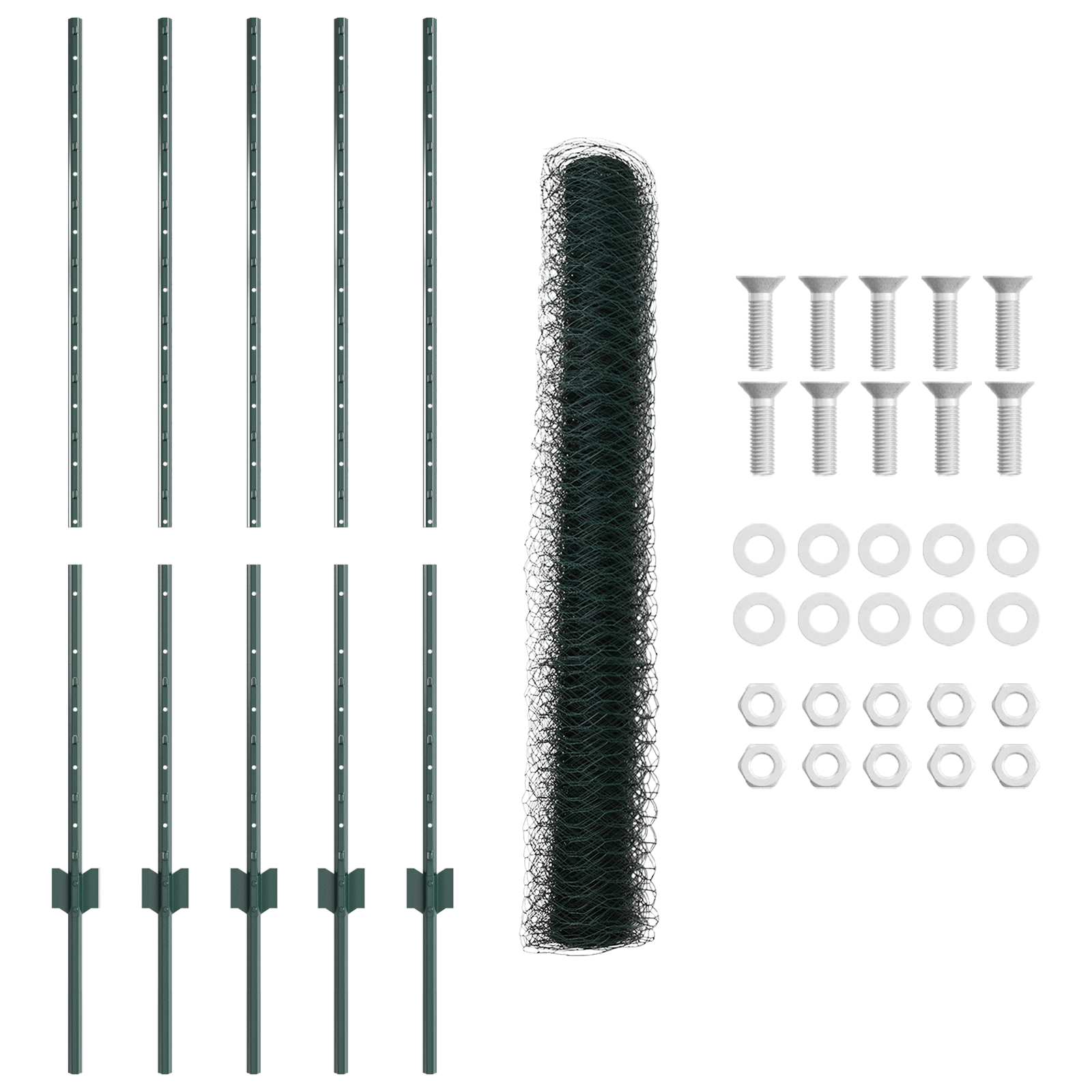 vidaXL Îngrădire cu stâlpi Verde 1.2 x 10 m Oțel vidaXL Îngrădire cu stâlpi Verde 1.2 x 10 m Oțel