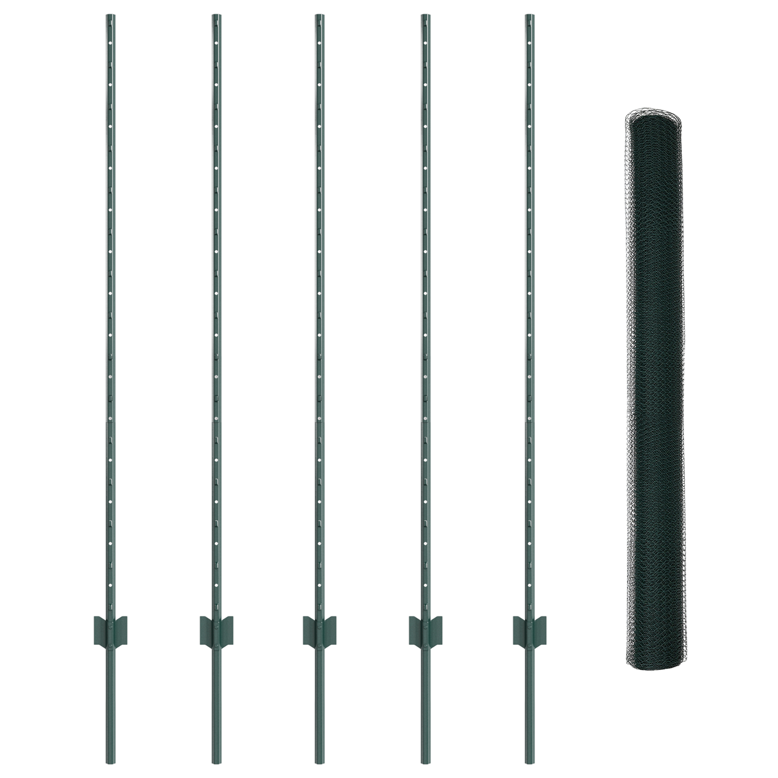 vidaXL Îngrădire cu stâlpi Verde 1.4 x 10 m Oțel
