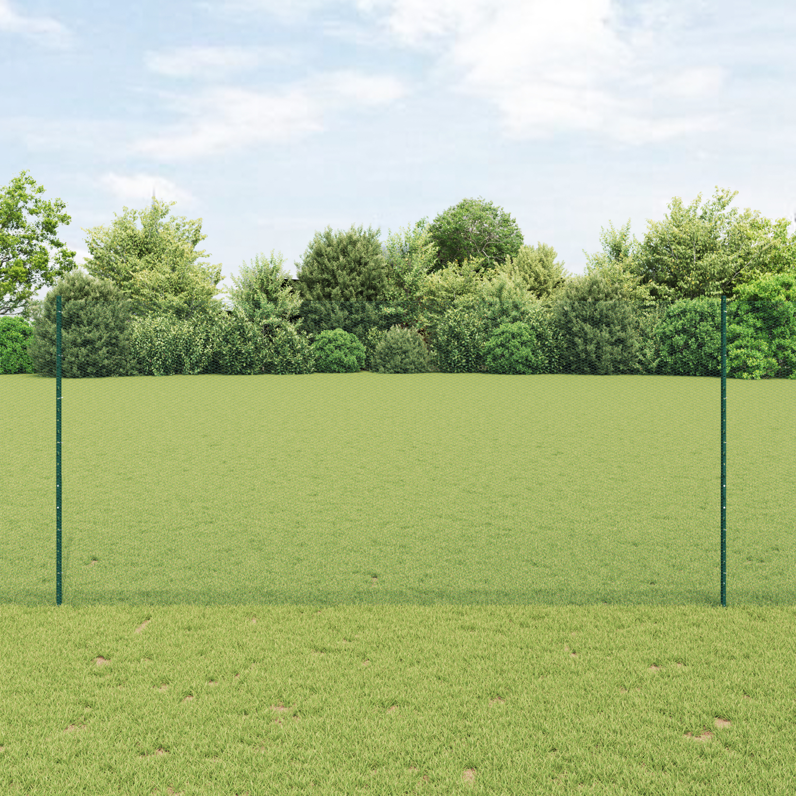 vidaXL Îngrădire cu stâlpi Verde 1.4 x 10 m Oțel