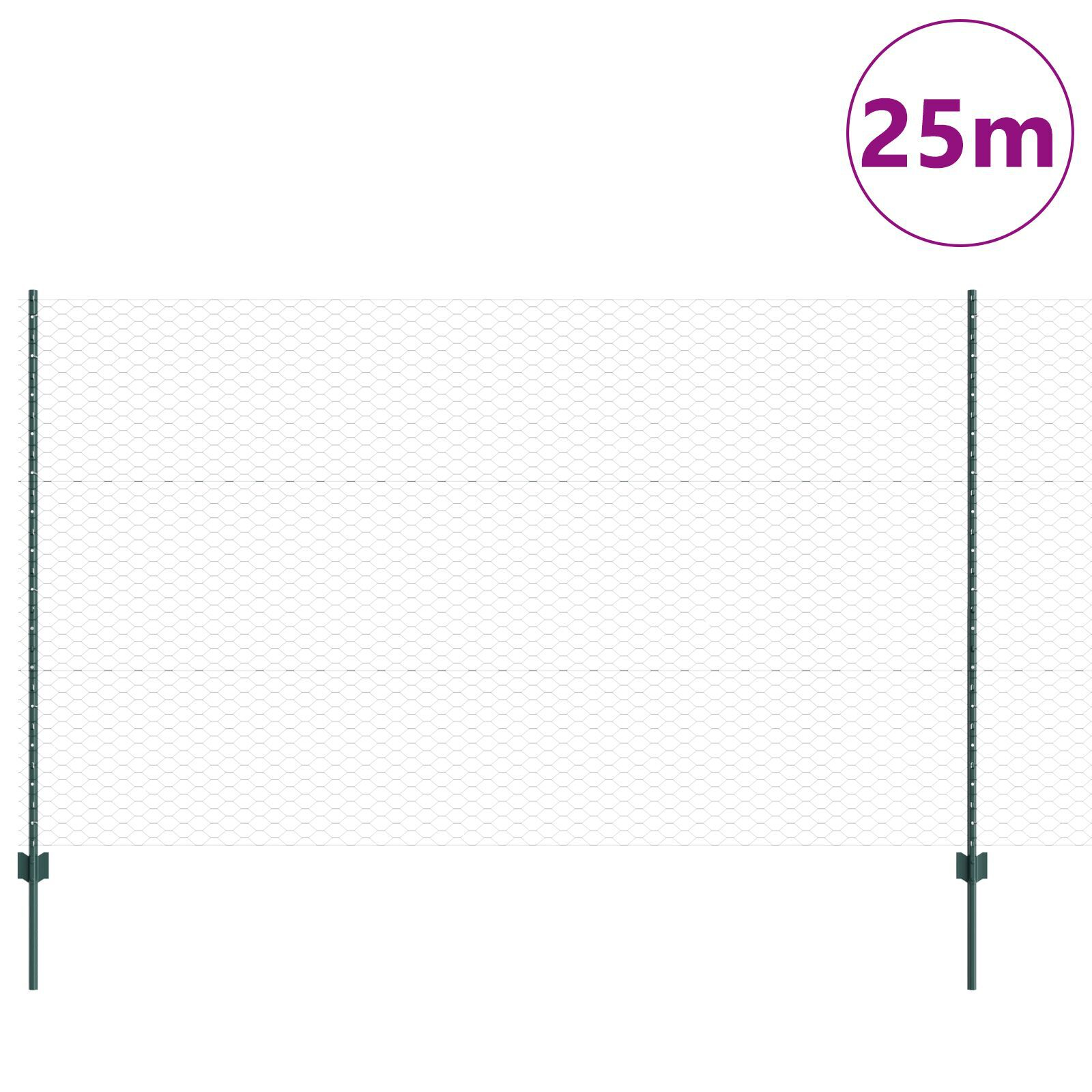 vidaXL Îngrădire cu stâlpi Verde 1.4 x 10 m Oțel