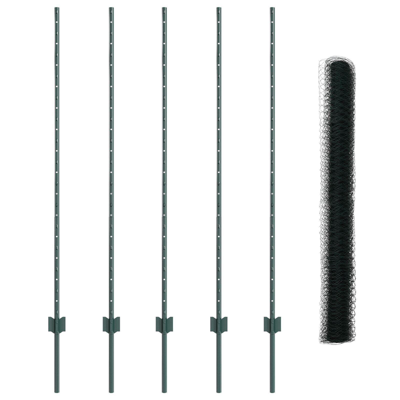 vidaXL Îngrădire cu stâlpi Verde 1.4 x 10 m Oțel