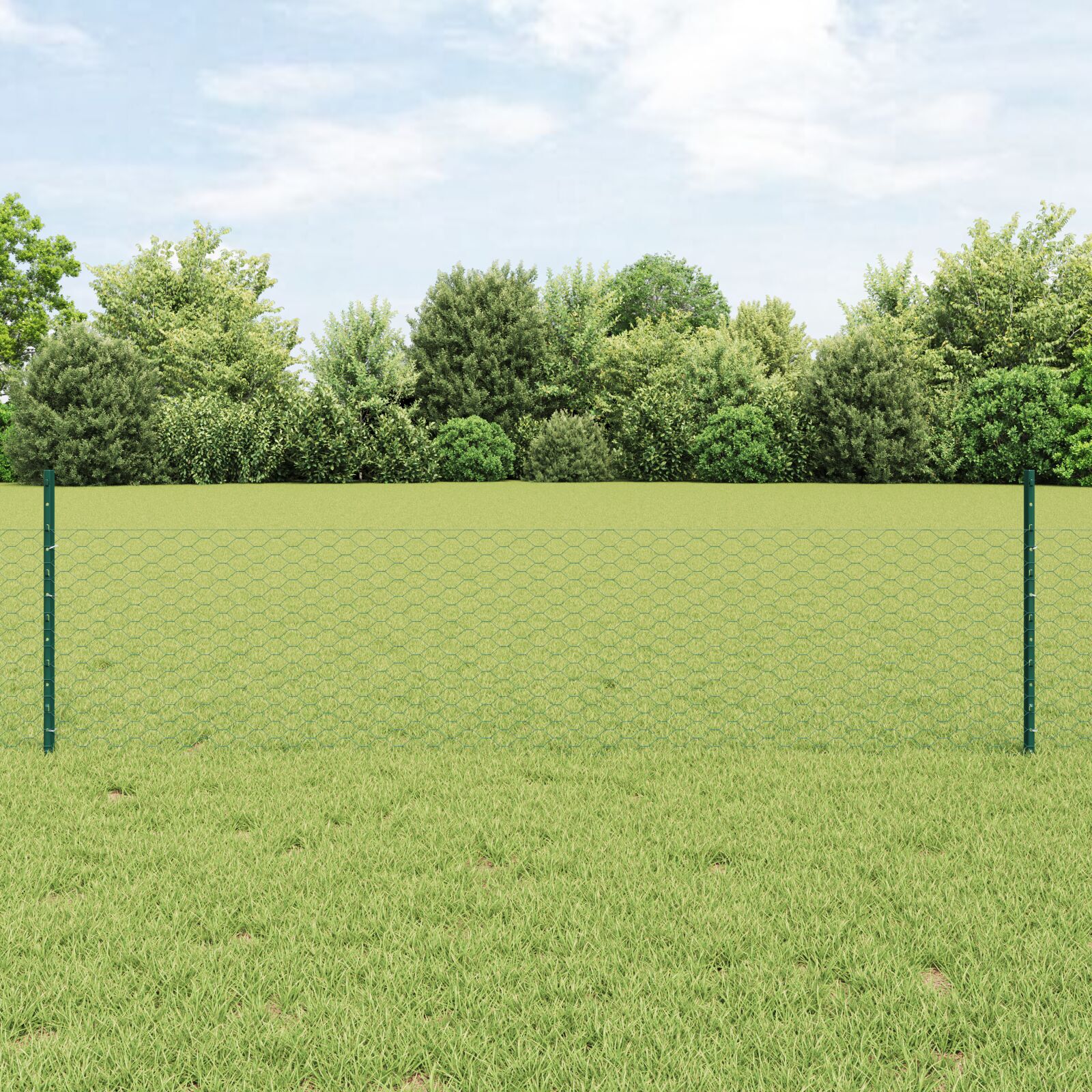 vidaXL Îngrădire cu stâlpi Verde 0.5 x 25 m Oțel