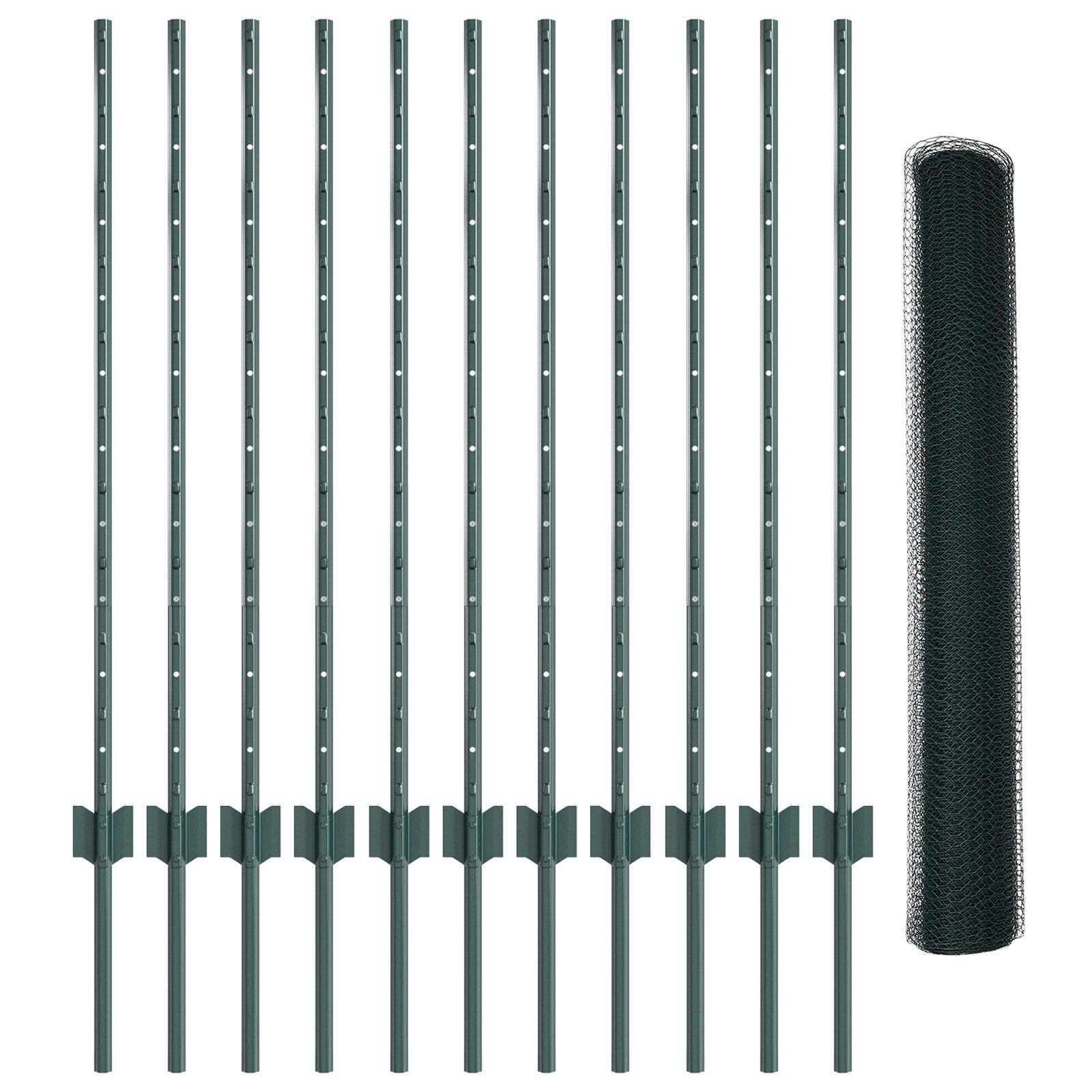 vidaXL Set Gard Set de 2 Verde Metal, Plastic Gard de 25 x 1 m Durabil