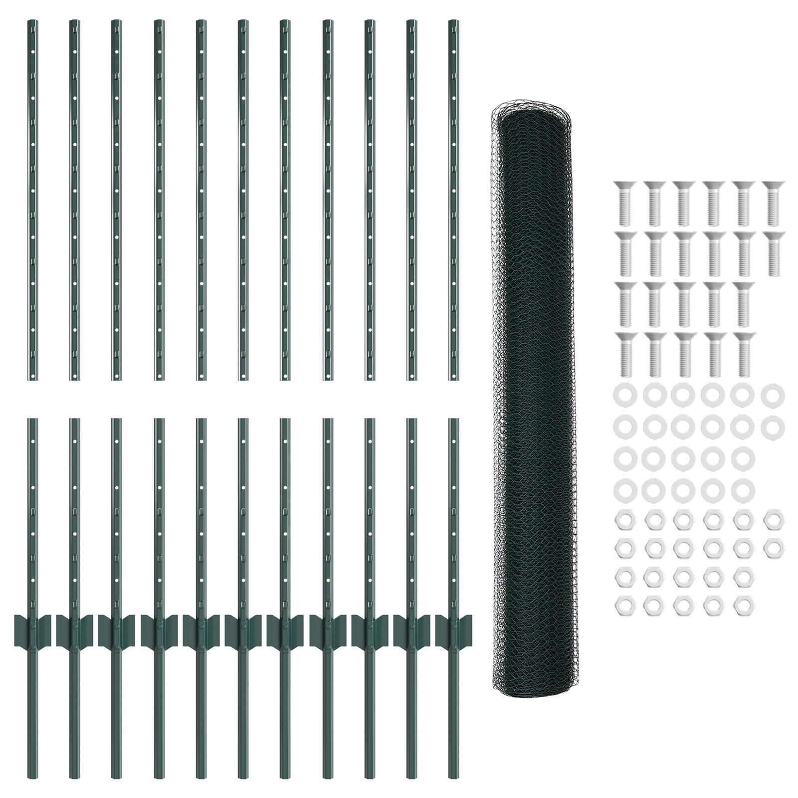 vidaXL Set Gard Set de 2 Verde Metal, Plastic Gard de 25 x 1 m Durabil