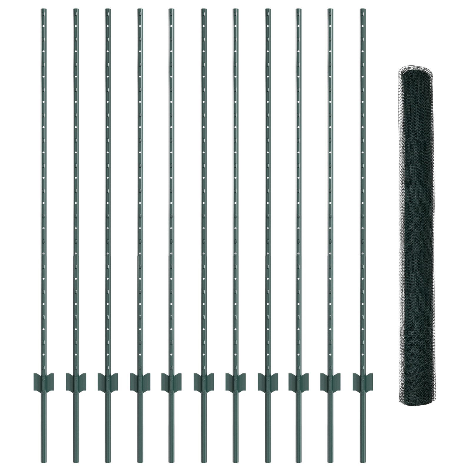 vidaXL Îngrădire cu stâlpi Verde 1.4 x 25 m Oțel vidaXL Îngrădire cu stâlpi Verde 1.4 x 25 m Oțel