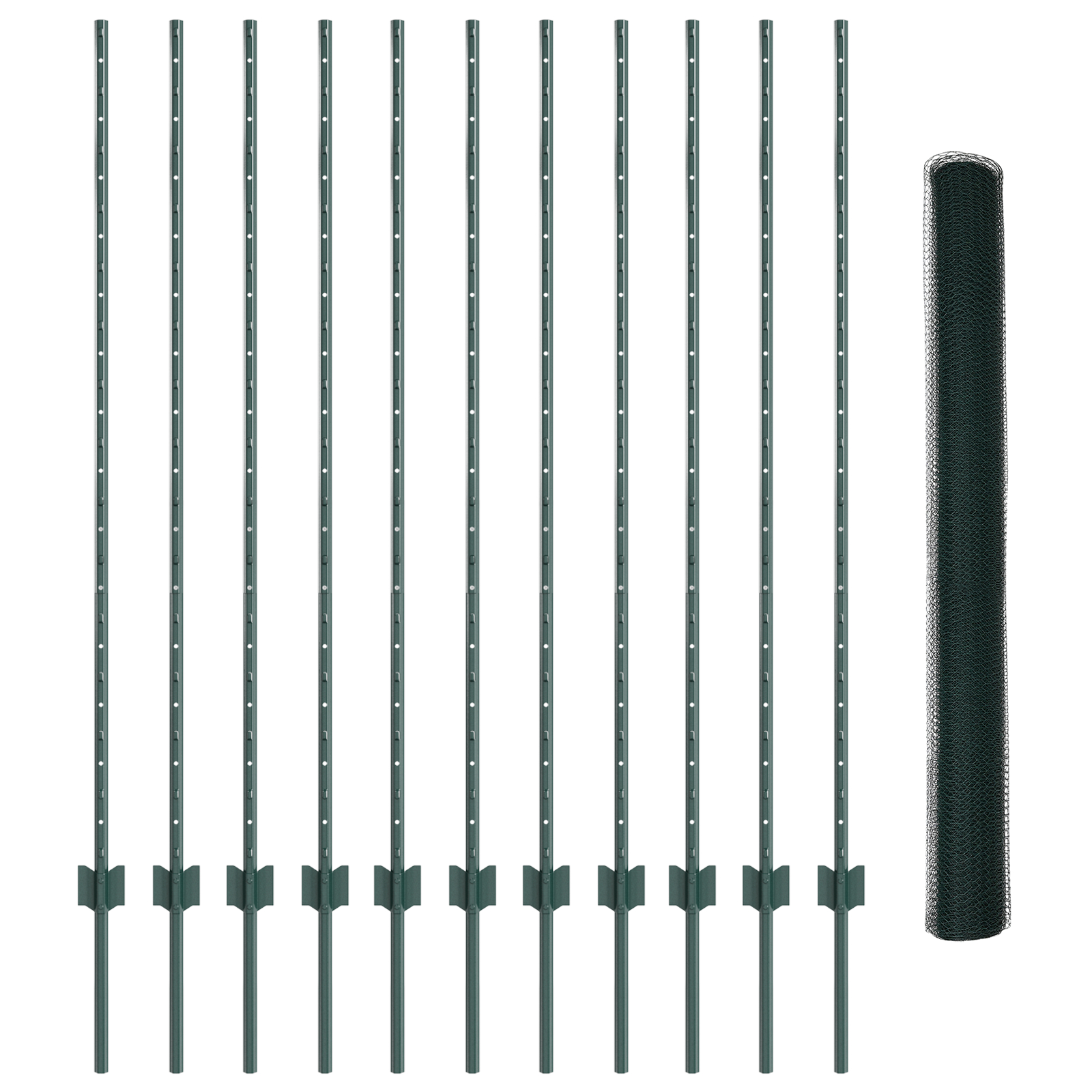 vidaXL Îngrădire cu stâlpi Verde 1.4 x 25 m Oțel vidaXL Îngrădire cu stâlpi Verde 1.4 x 25 m Oțel