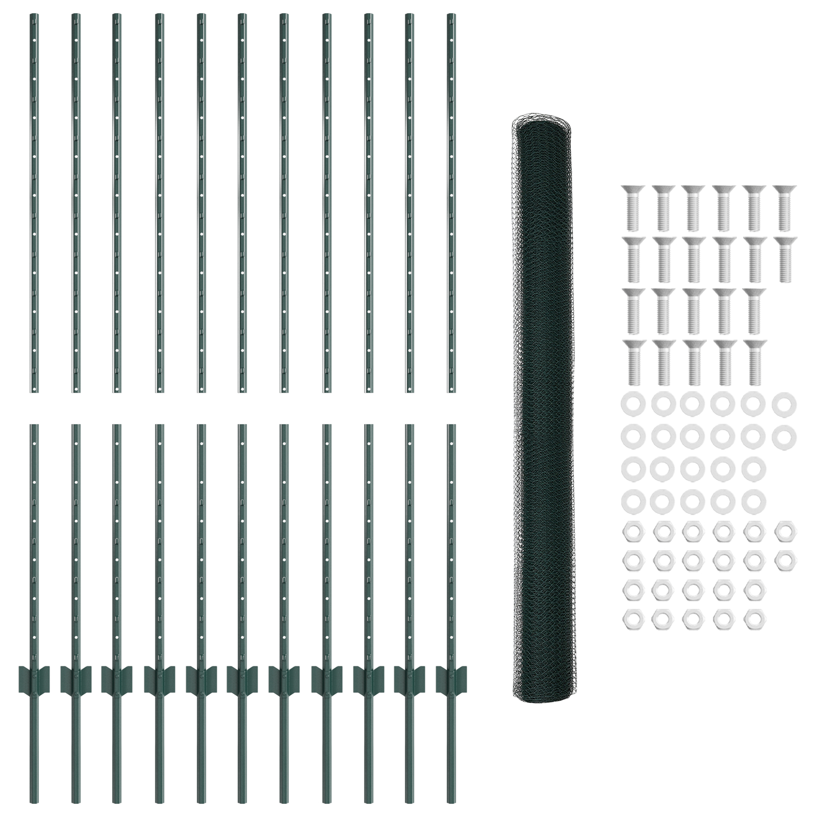 vidaXL Îngrădire cu stâlpi Verde 1.4 x 25 m Oțel vidaXL Îngrădire cu stâlpi Verde 1.4 x 25 m Oțel