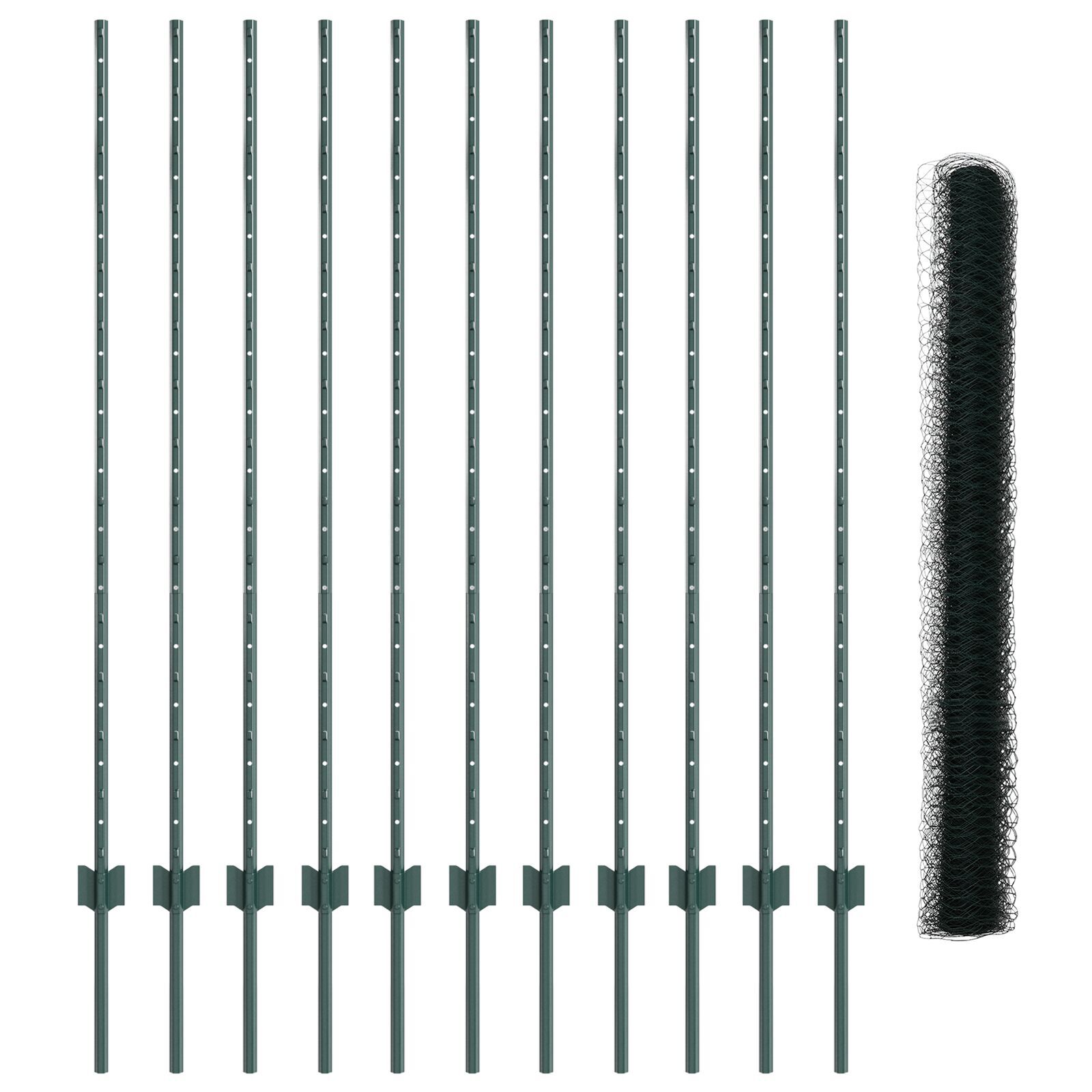 vidaXL Îngrădire cu stâlpi Verde 1.4 x 25 m Oțel vidaXL Îngrădire cu stâlpi Verde 1.4 x 25 m Oțel